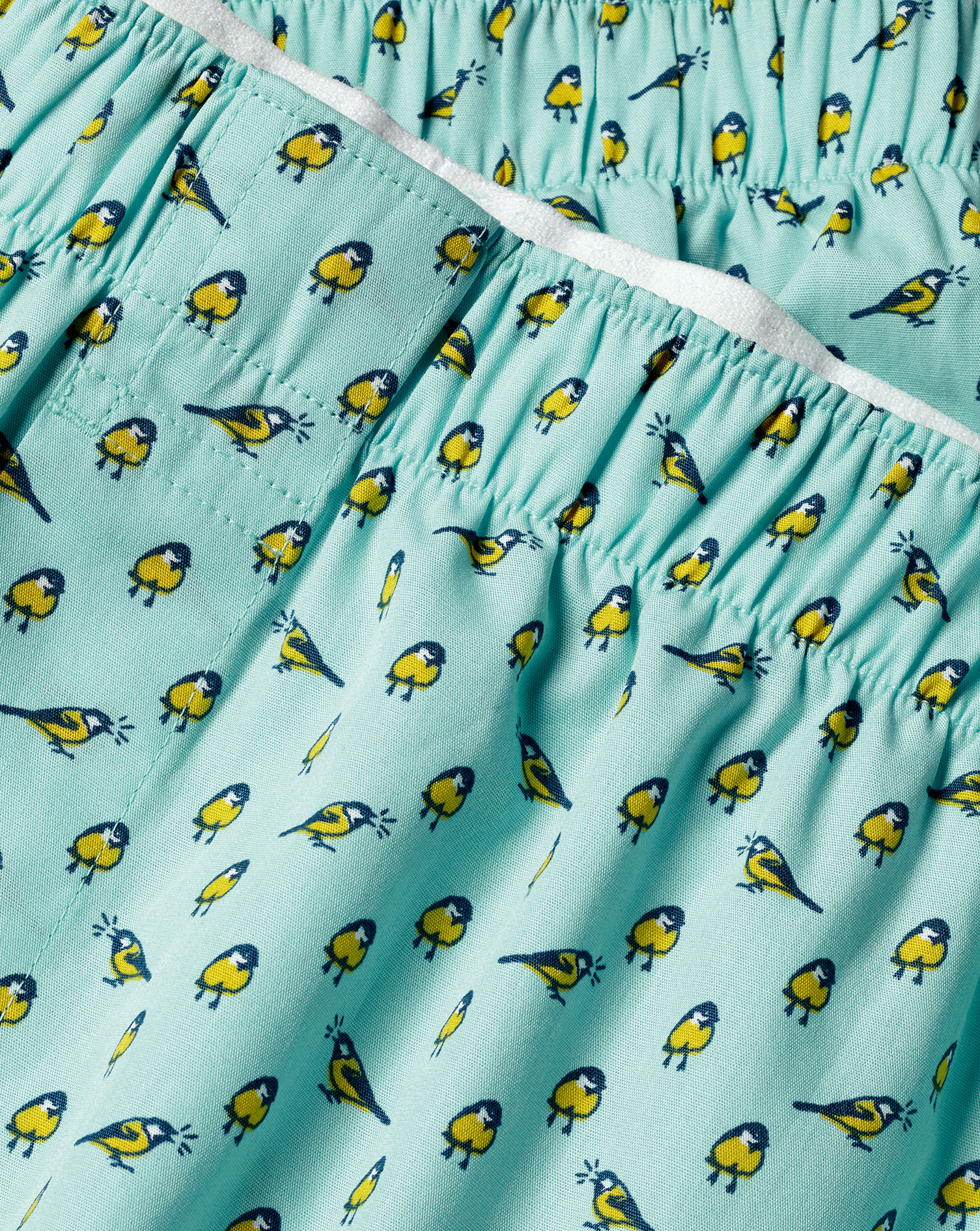 A Little Bird Told Me Motif Woven Boxers - Aqua Green