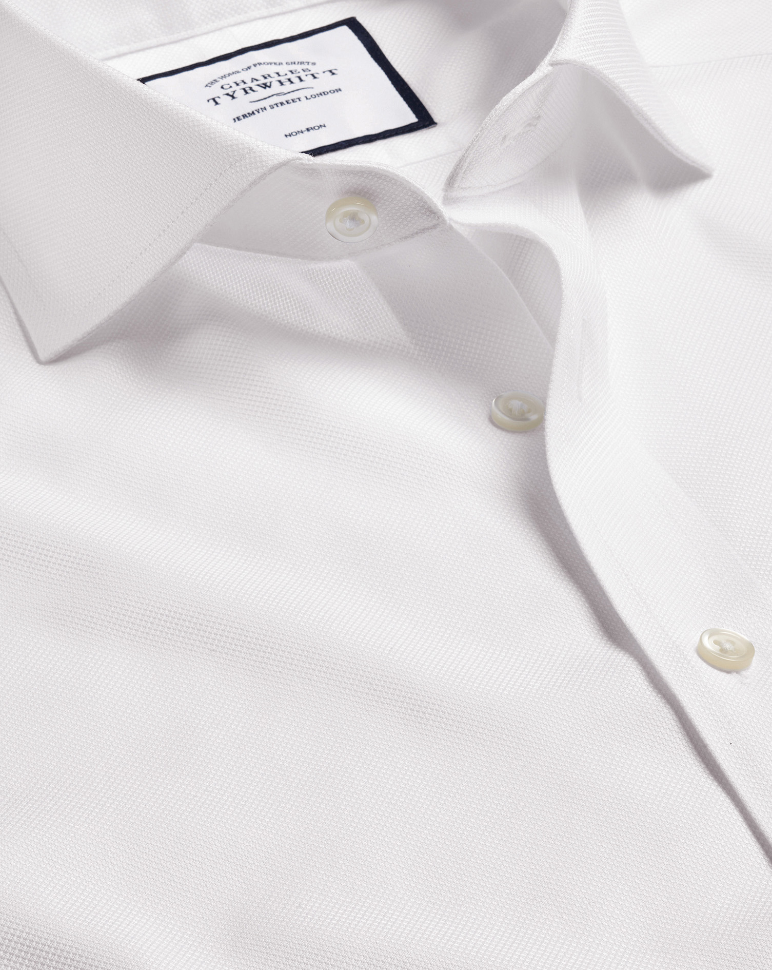 Cutaway Collar Non-Iron Royal Oxford Shirt - White