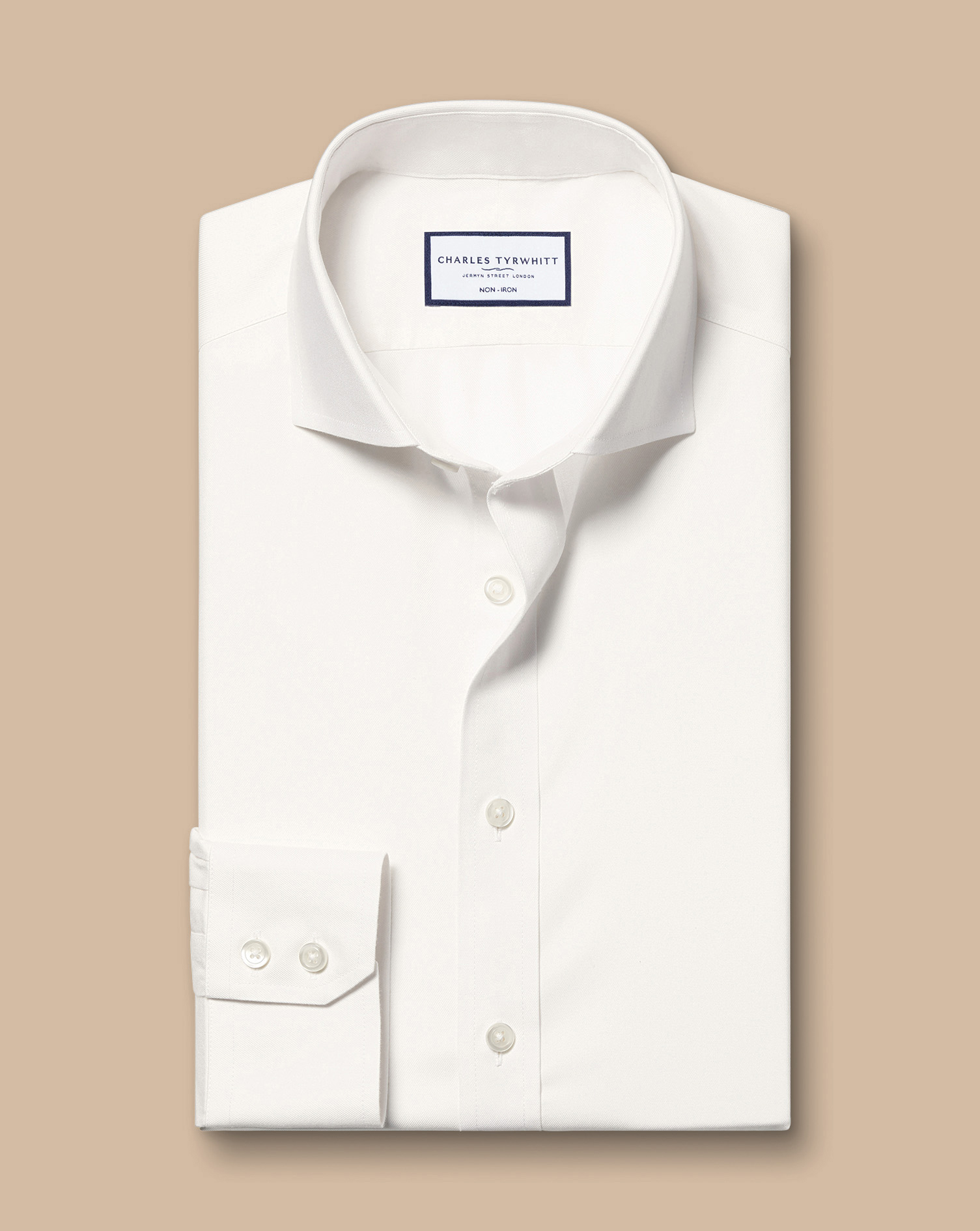 Cutaway Collar Non-Iron Twill Shirt - Ivory