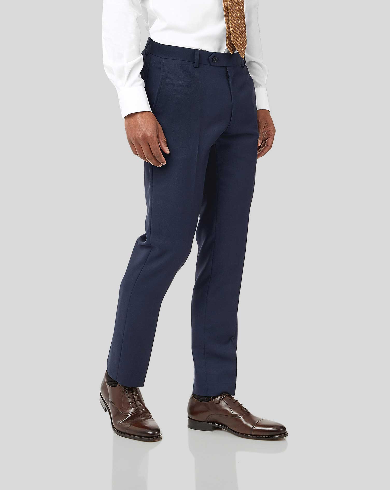 Buy Men Navy Solid Regular Fit Trousers Online - 713125 | Van Heusen