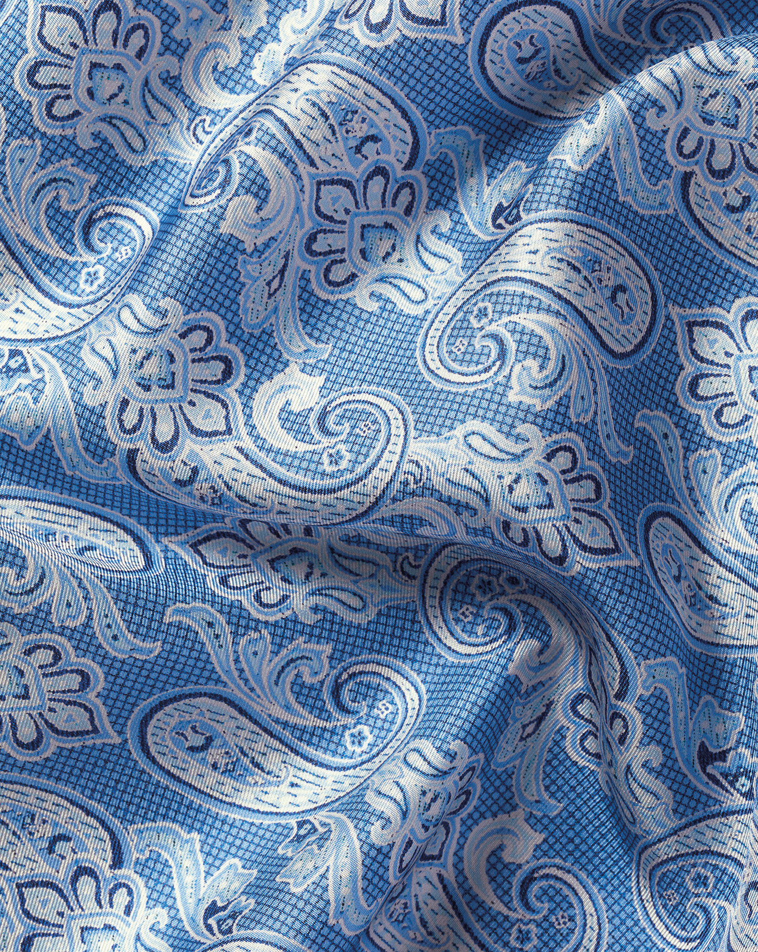 Paisley Silk Pocket Square - Ocean Blue