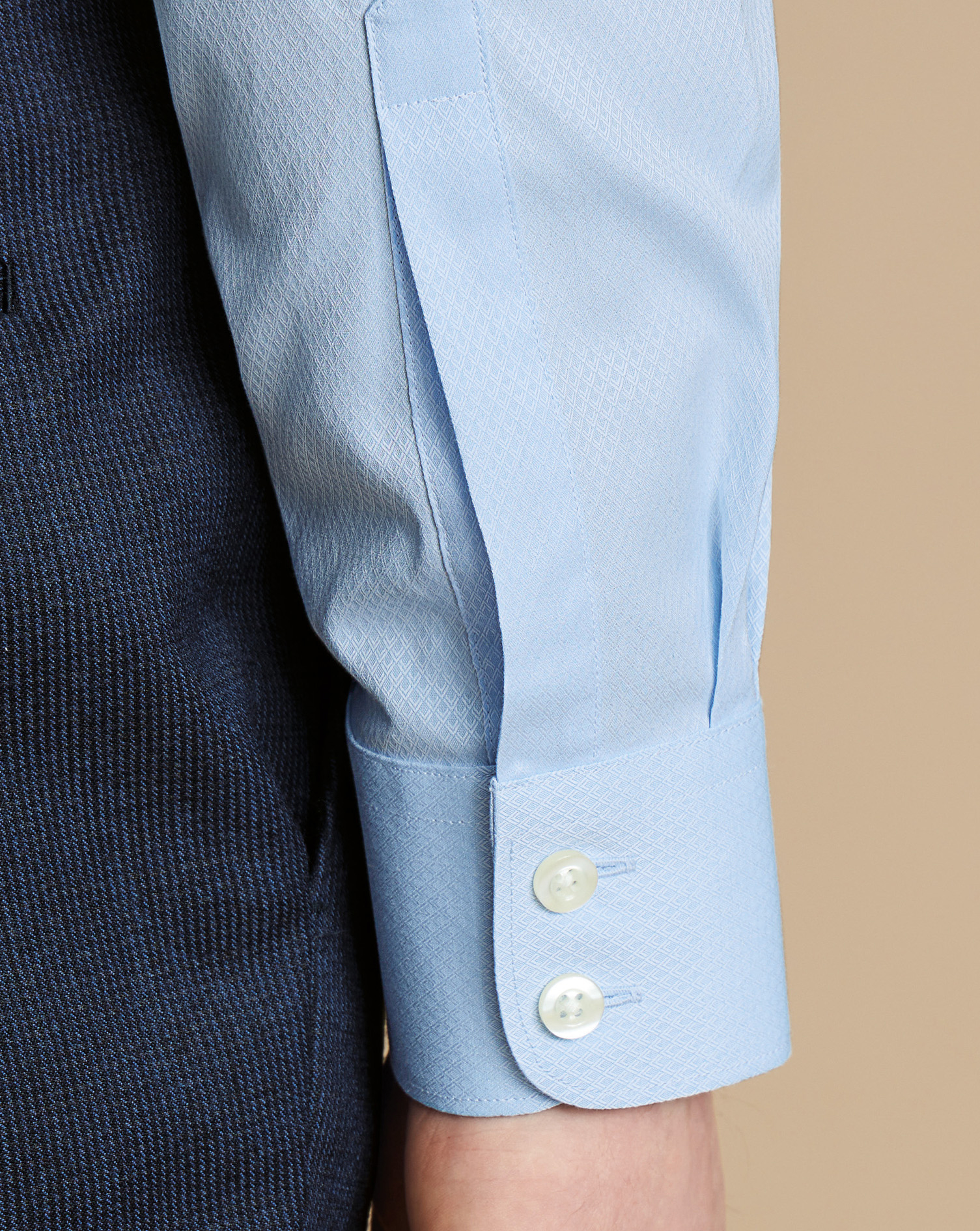 Luxury Ascot Weave Shirt - Light Blue