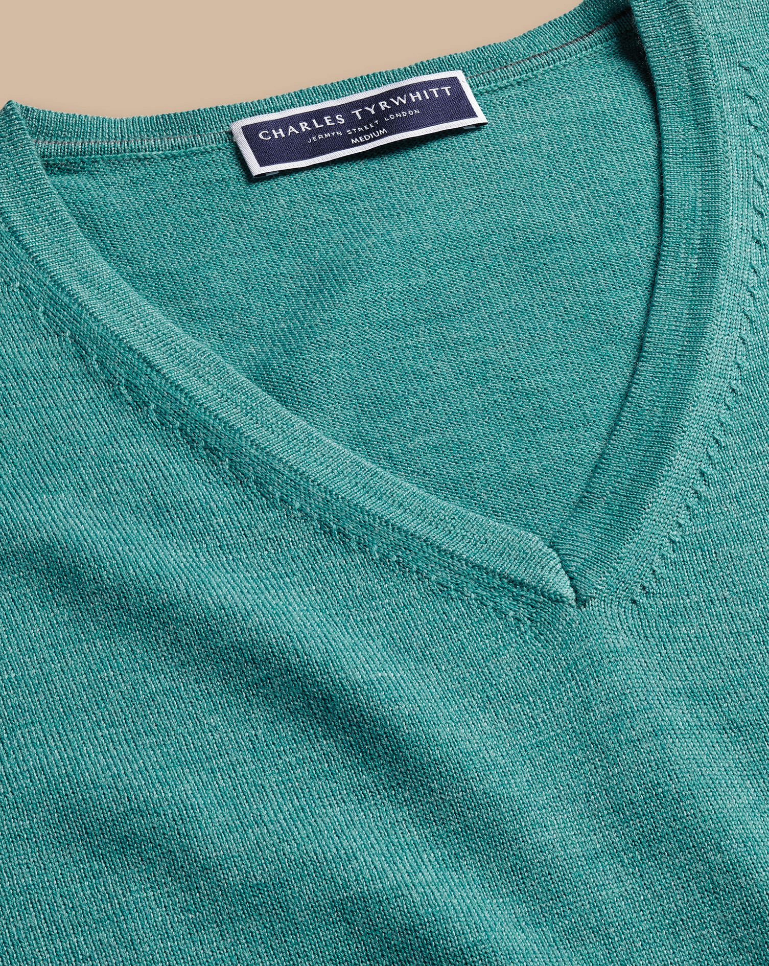 Merino V-Neck Jumper - Aqua Green