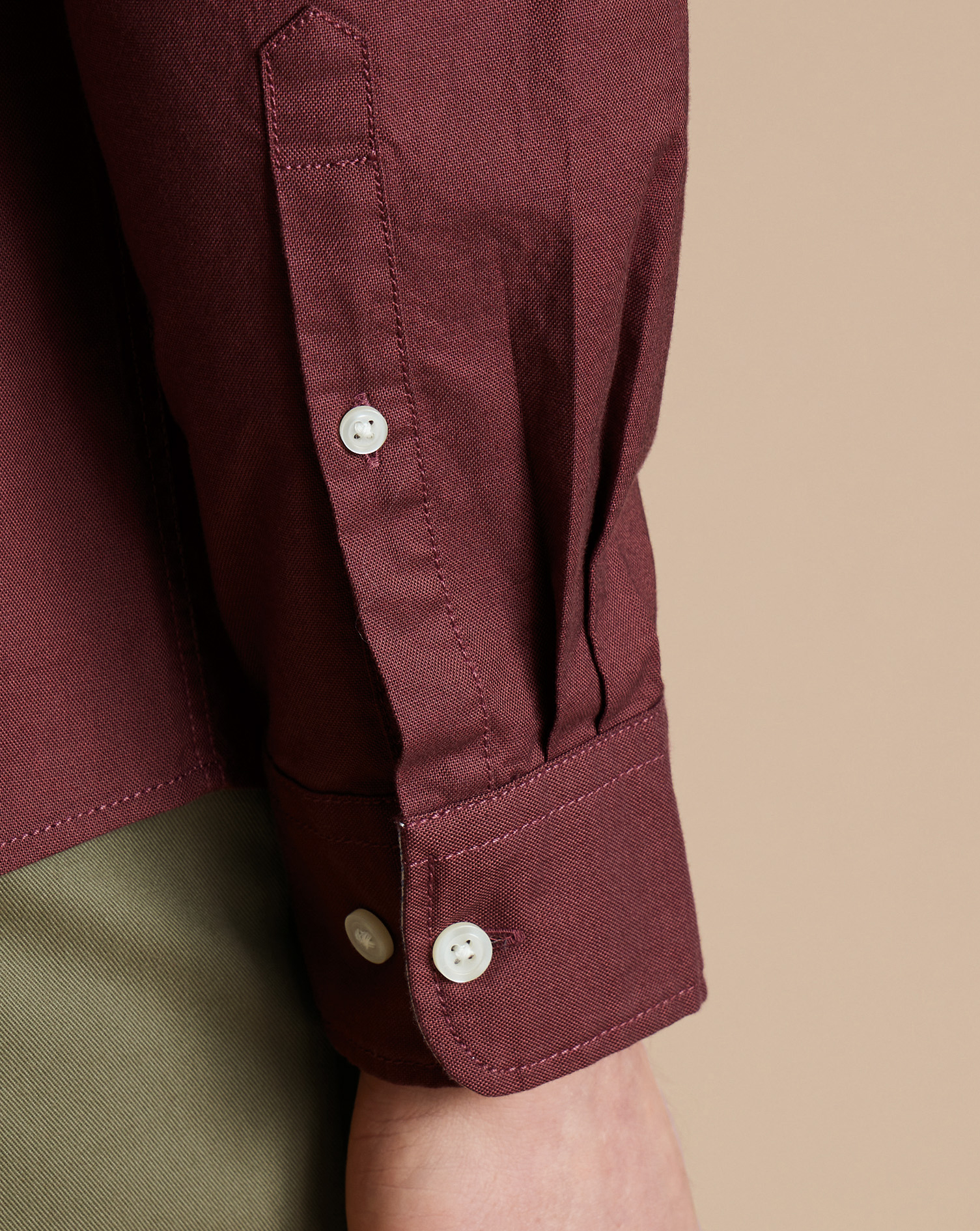 Button-Down Collar Stretch Washed Oxford Shirt - Claret Pink