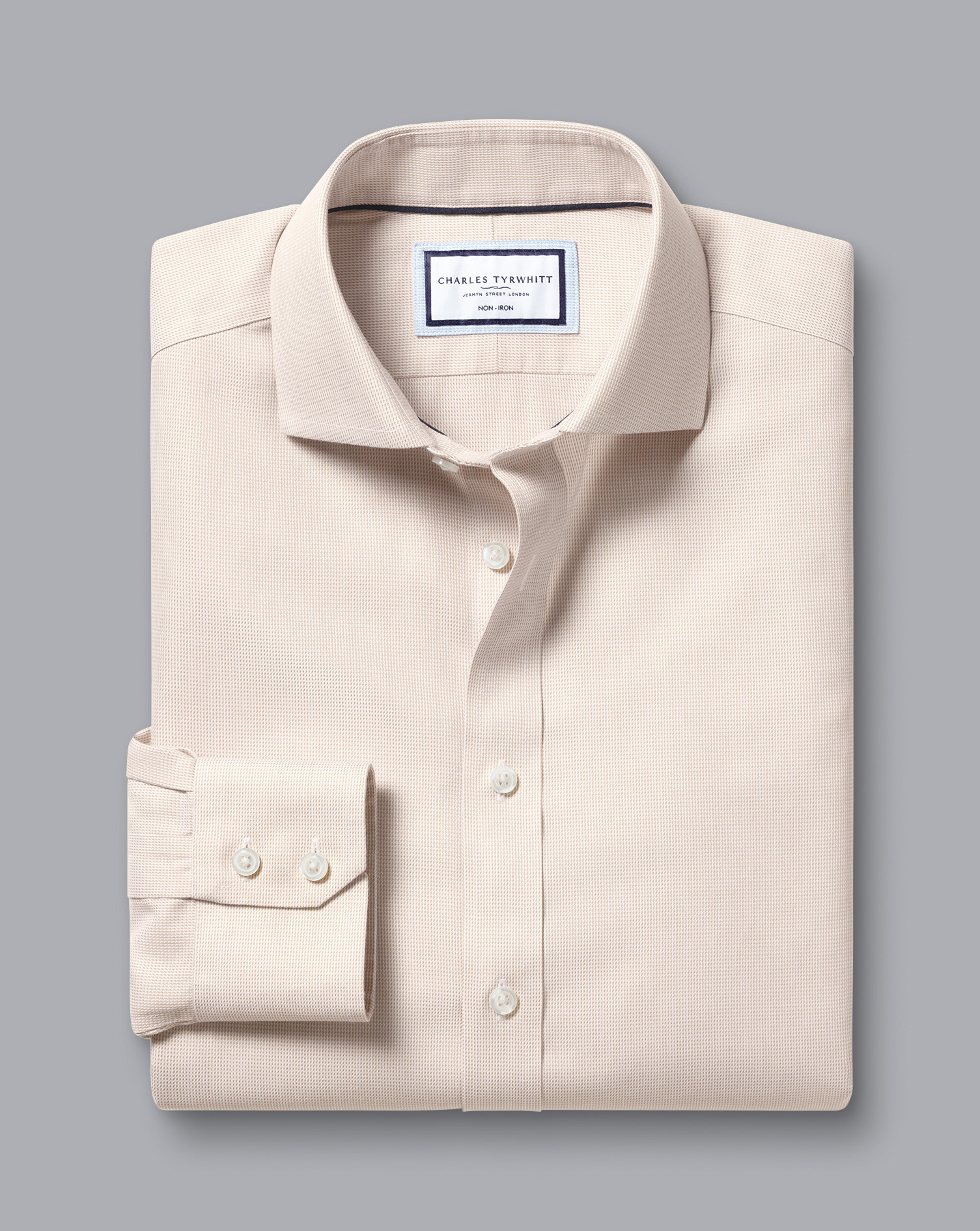 Cutaway Collar Non-Iron Clifton Weave Shirt - Oatmeal