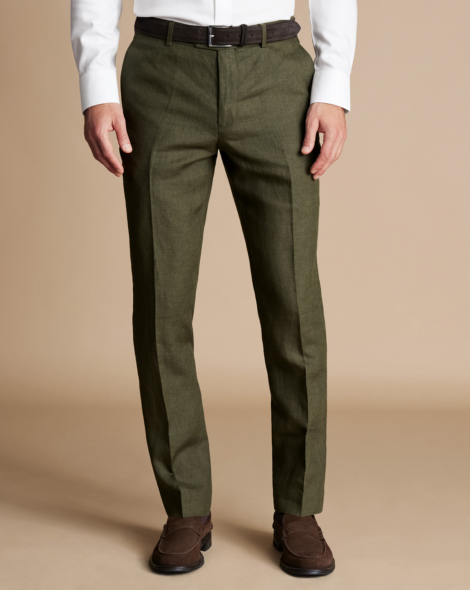 Linen Trousers - Olive Green