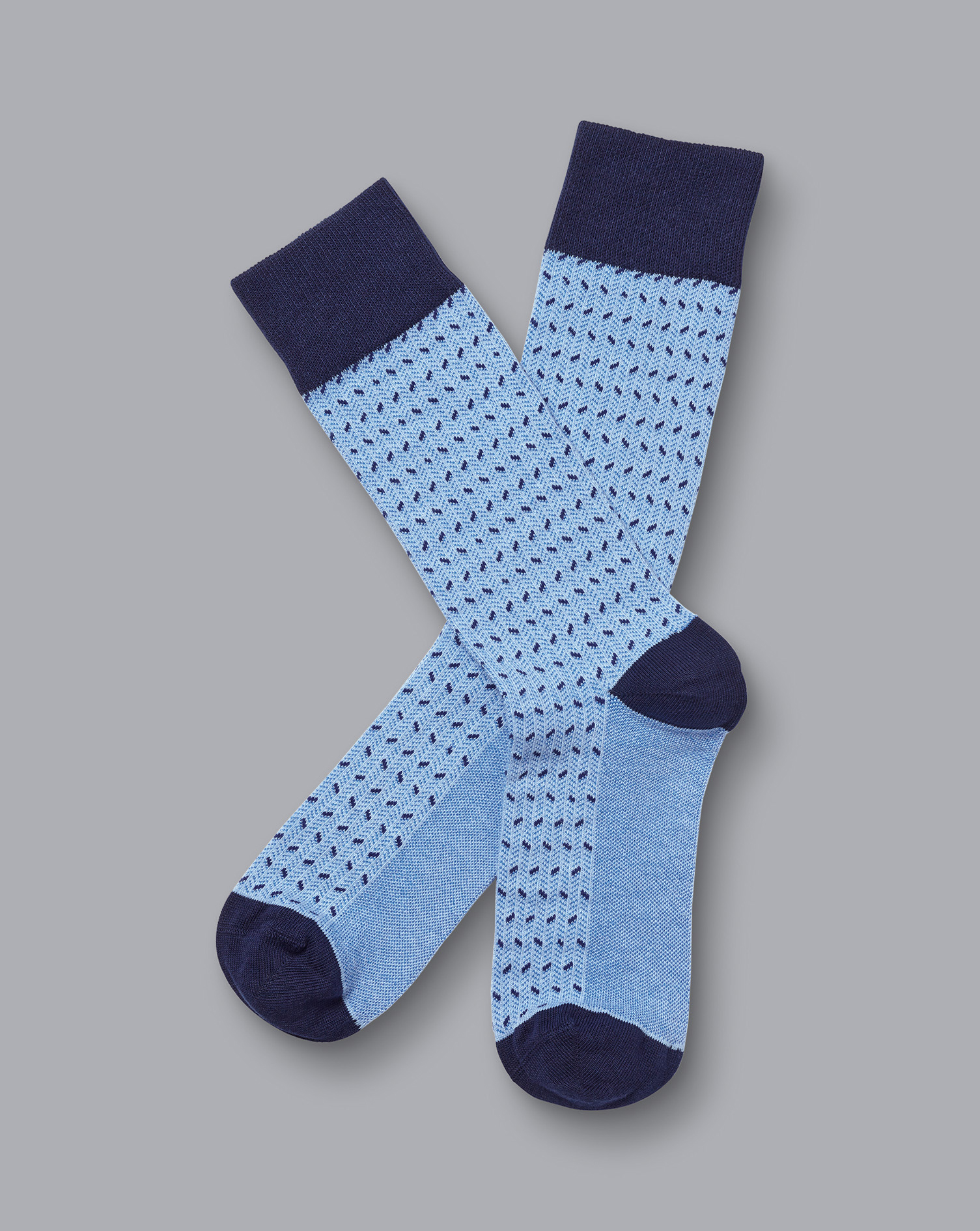 Mini Herringbone Socks - Cornflower Blue