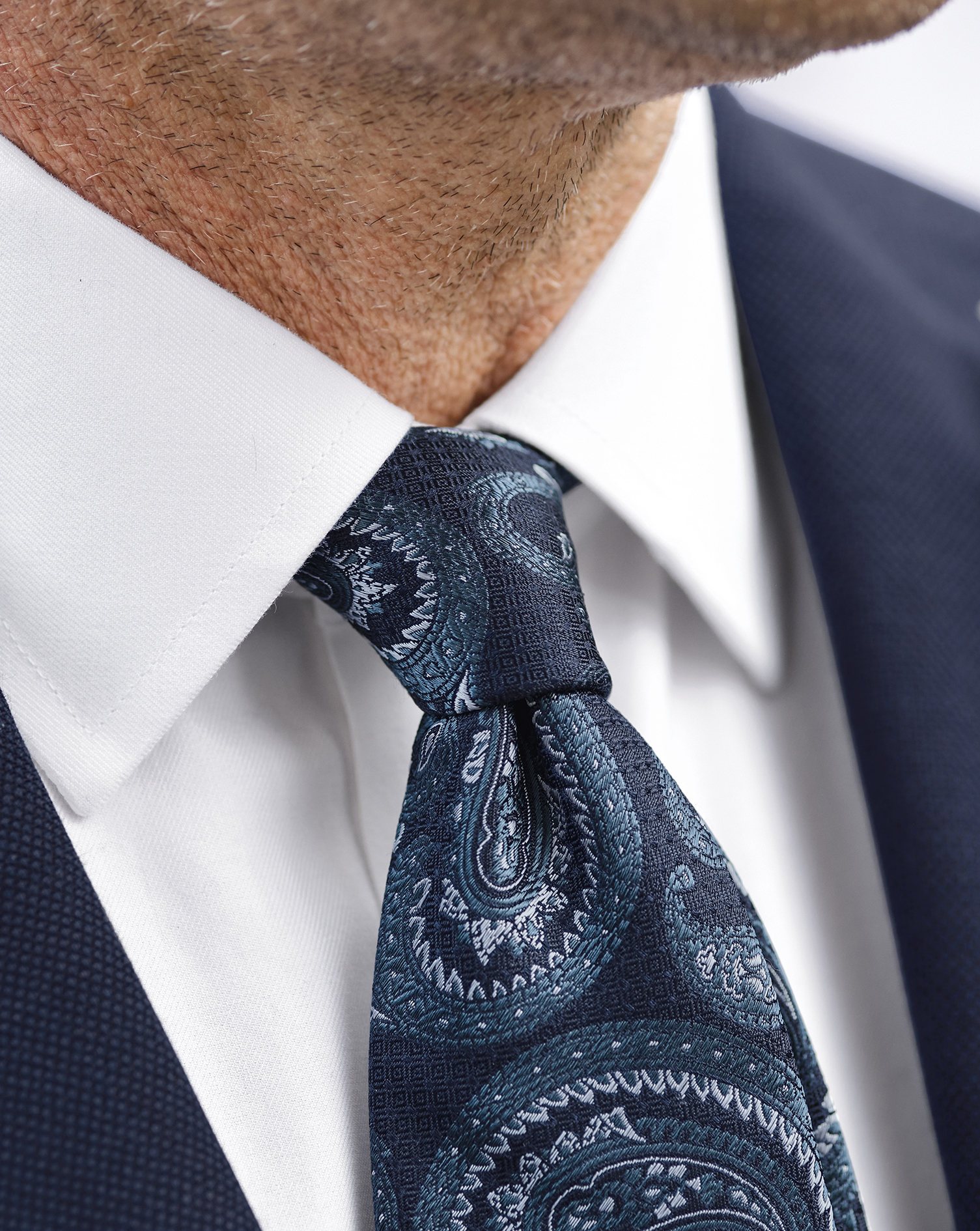 Paisley Silk Tie - Ink Blue & Atlantic Green