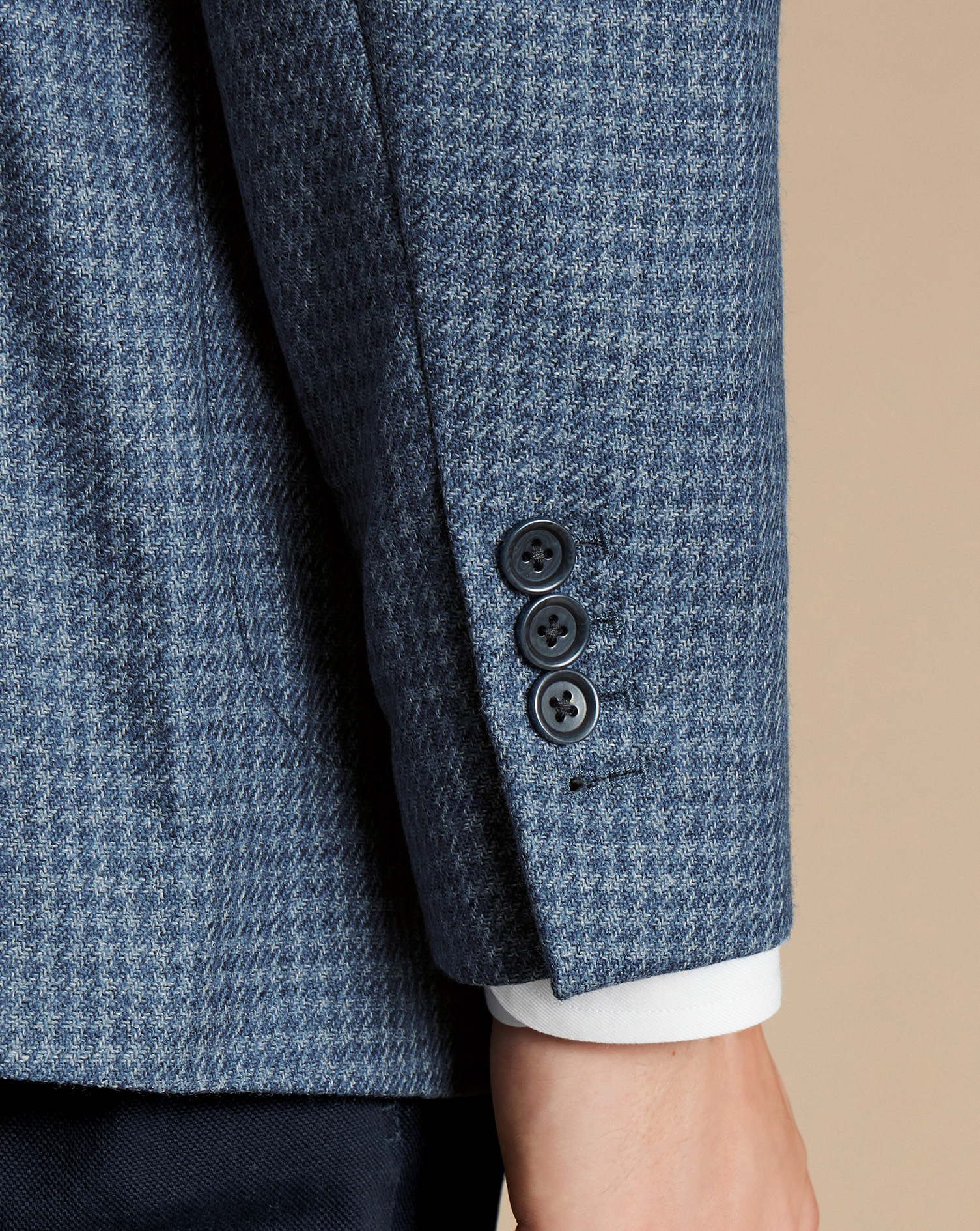 Puppytooth Wool Silk Jacket - Steel Blue