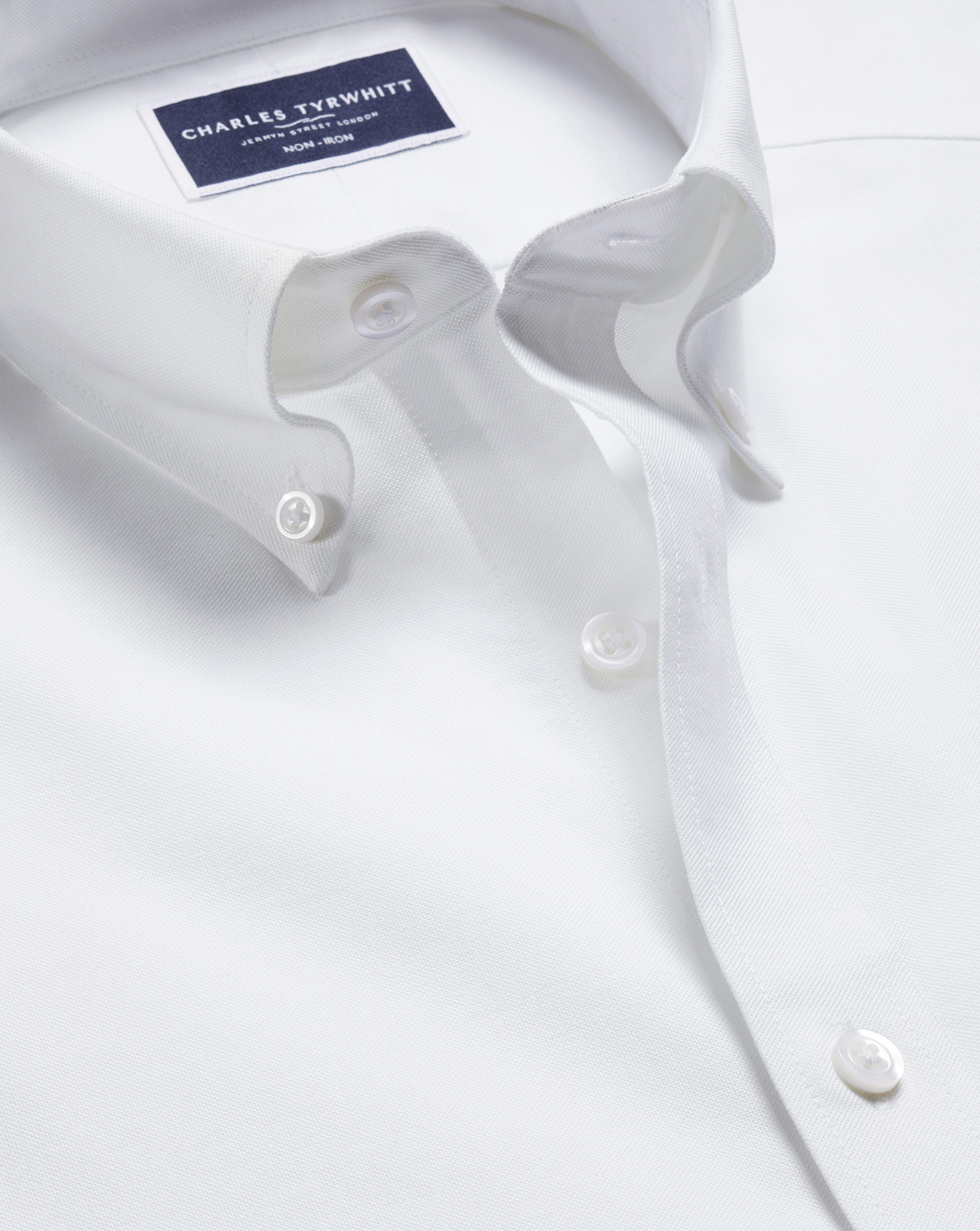 Charles Tyrwhitt Bügelfreies Stretch-Oxfordhemd mit Button-down-Kragen - Weiß