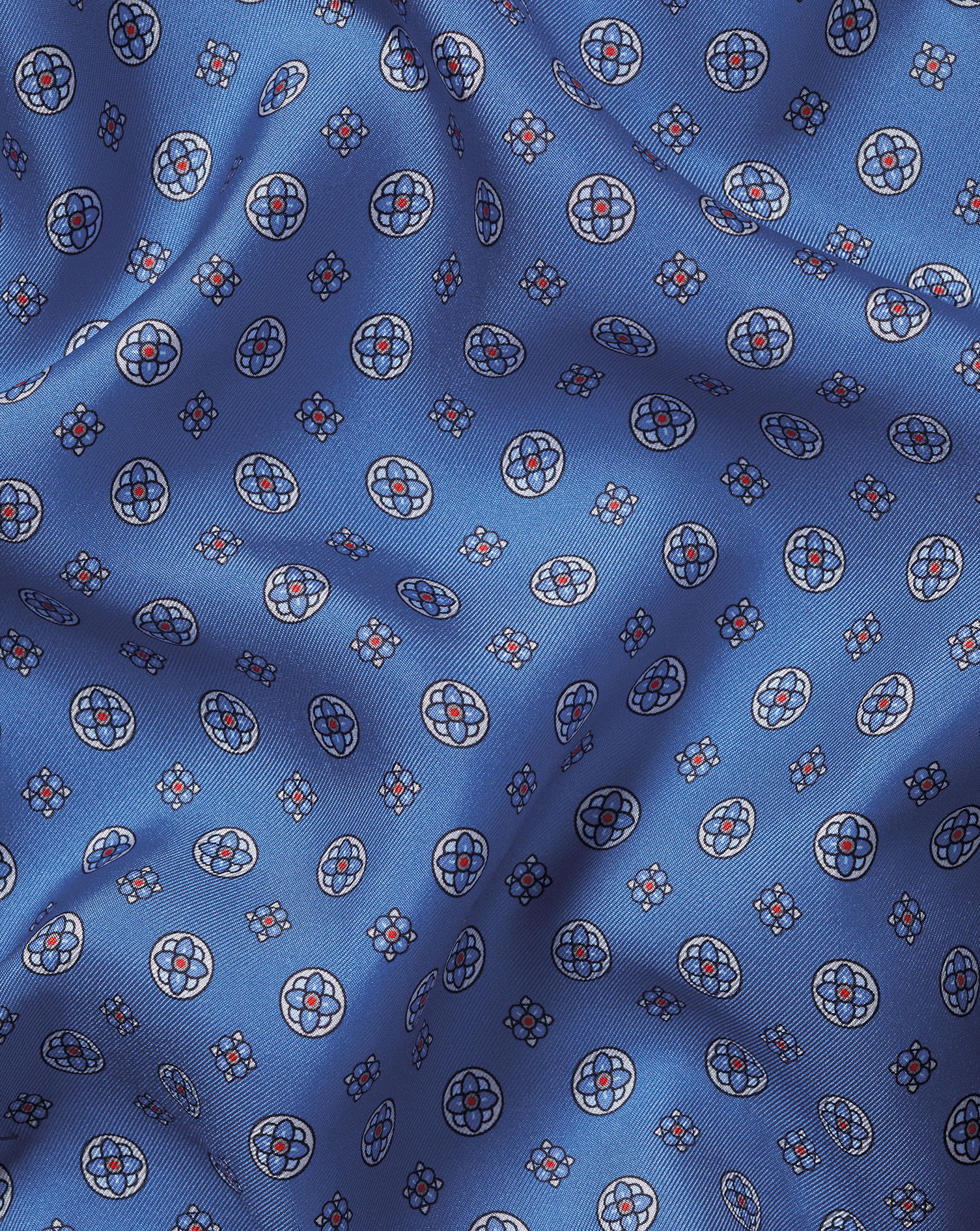 Medallion Silk Pocket Square - Cobalt Blue