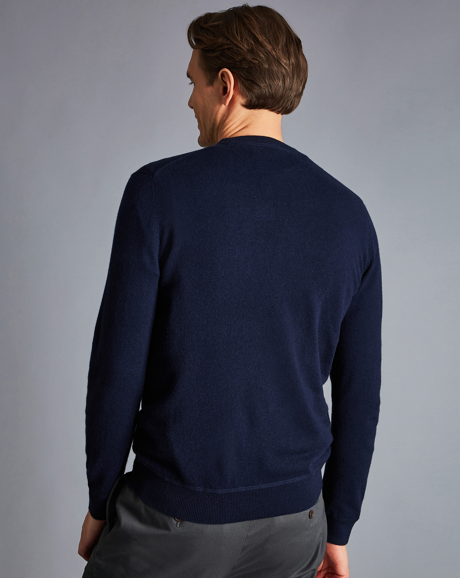 Merino Cashmere Crew Neck Jumper - Navy