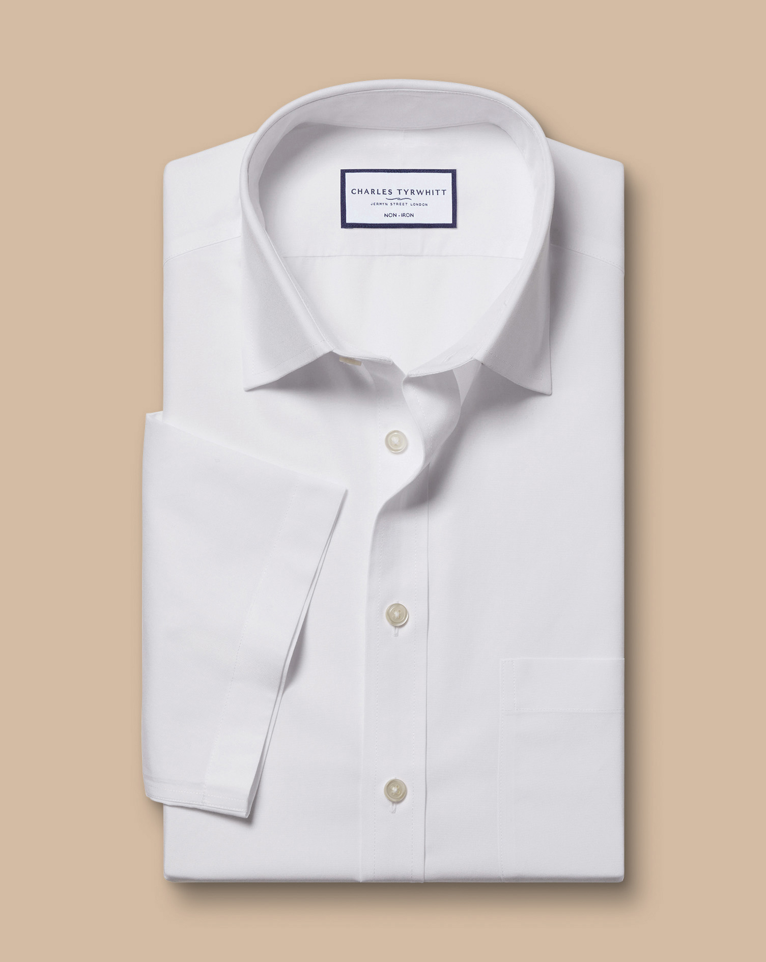 Non-Iron Poplin Short-Sleeve Shirt - White