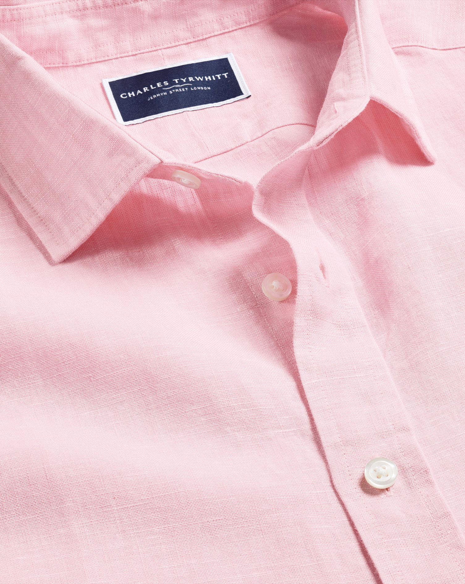 Pure Linen Shirt Short Sleeve - Pink