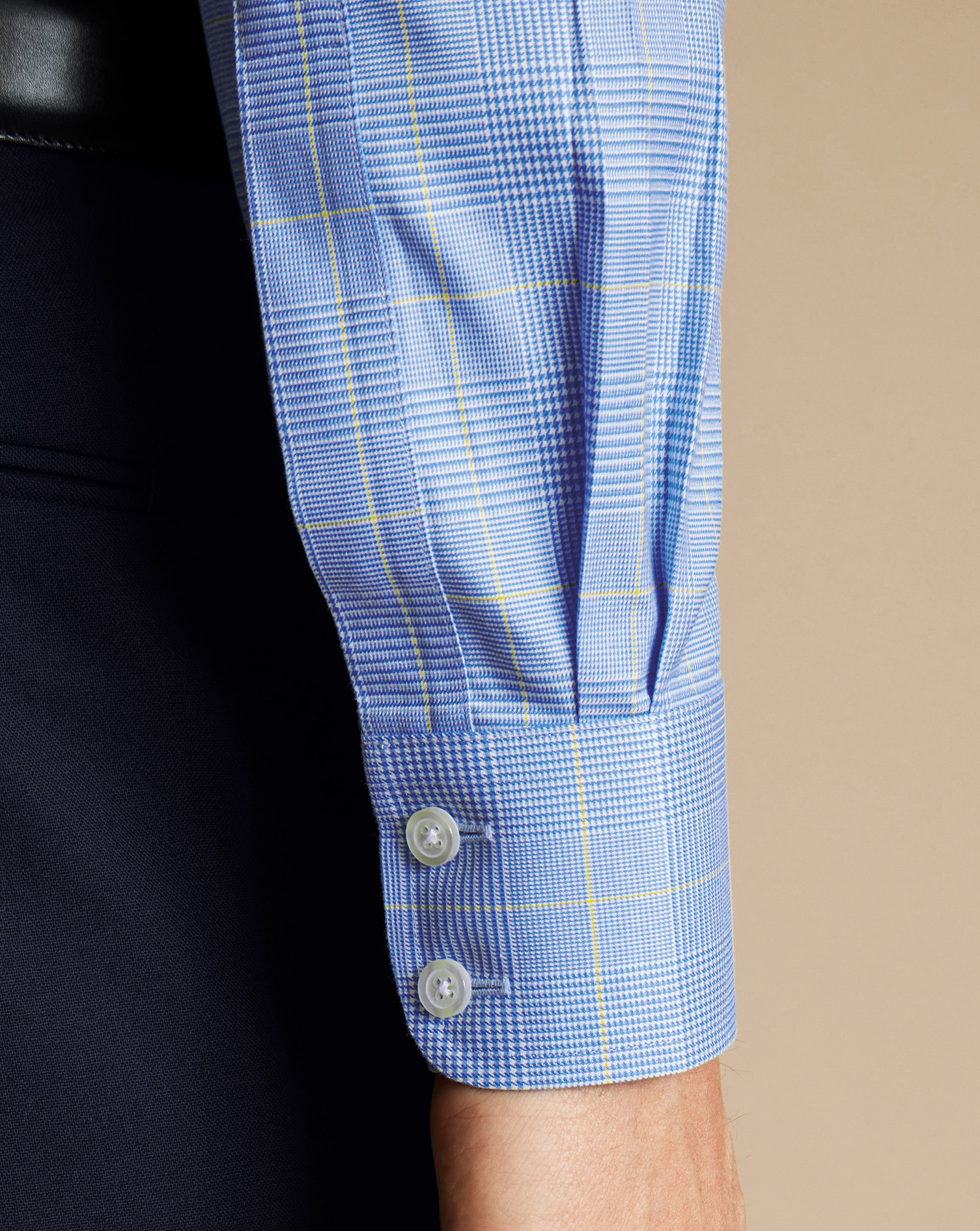 Non-Iron Prince of Wales Check Shirt - Ocean Blue