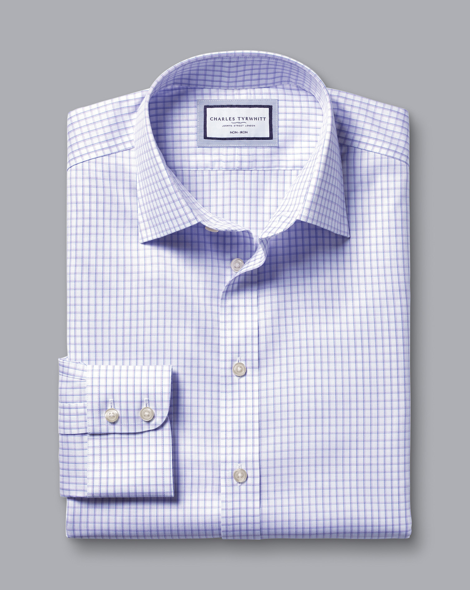 Non-Iron Two Colour Check Shirt - Lilac Purple