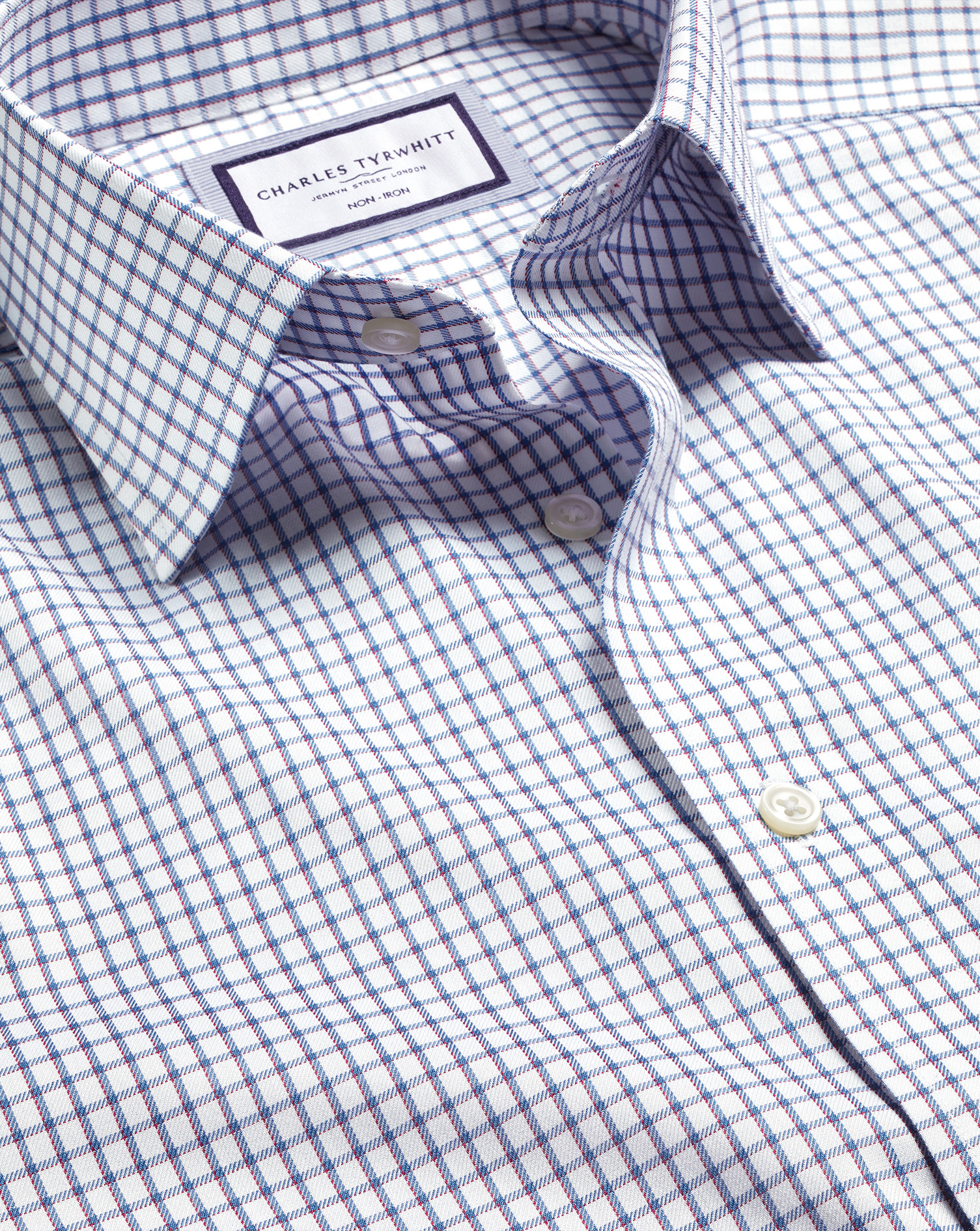 Non-Iron Two Colour Check Shirt - Indigo Blue