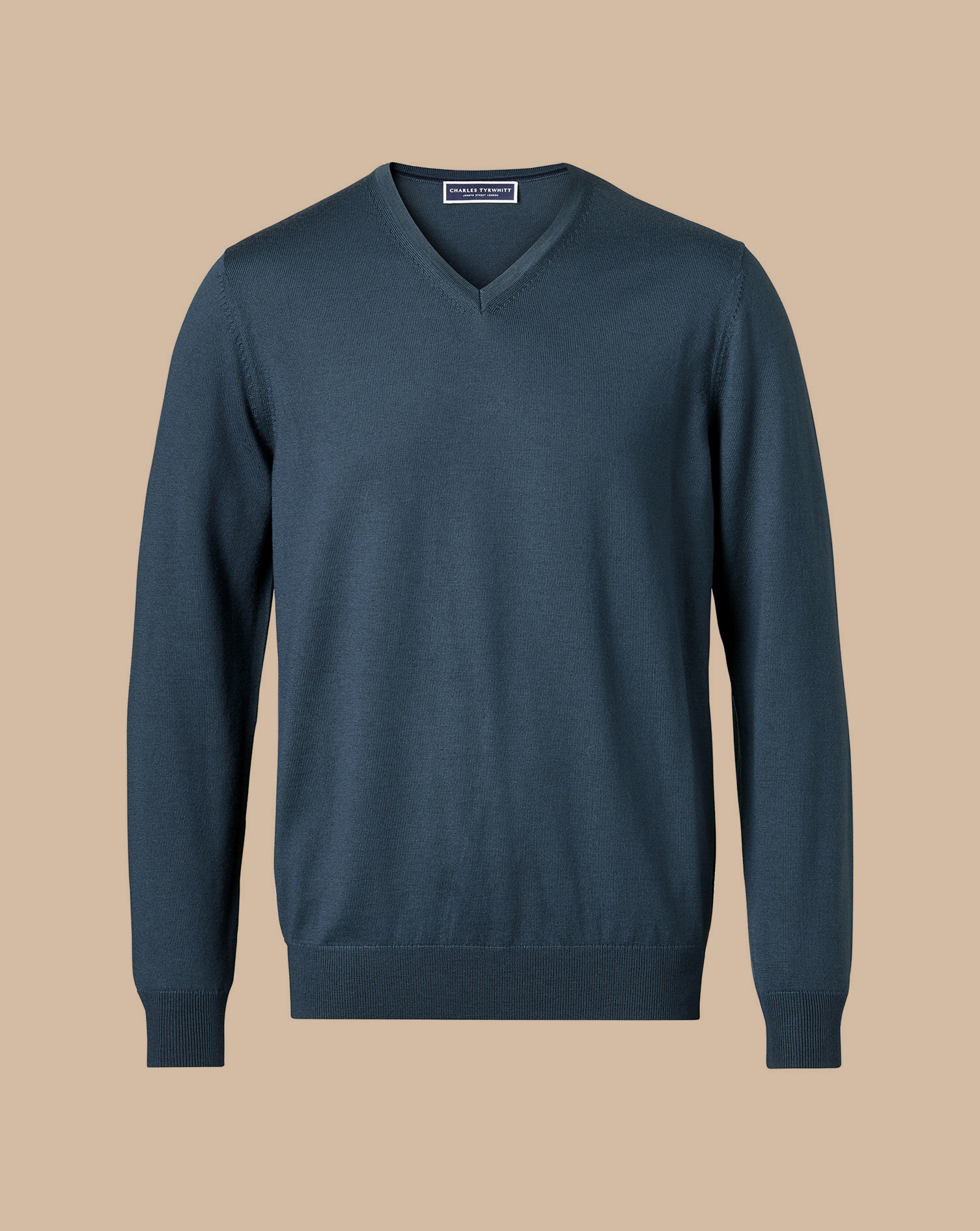 Merino V-Neck Jumper - Petrol Blue