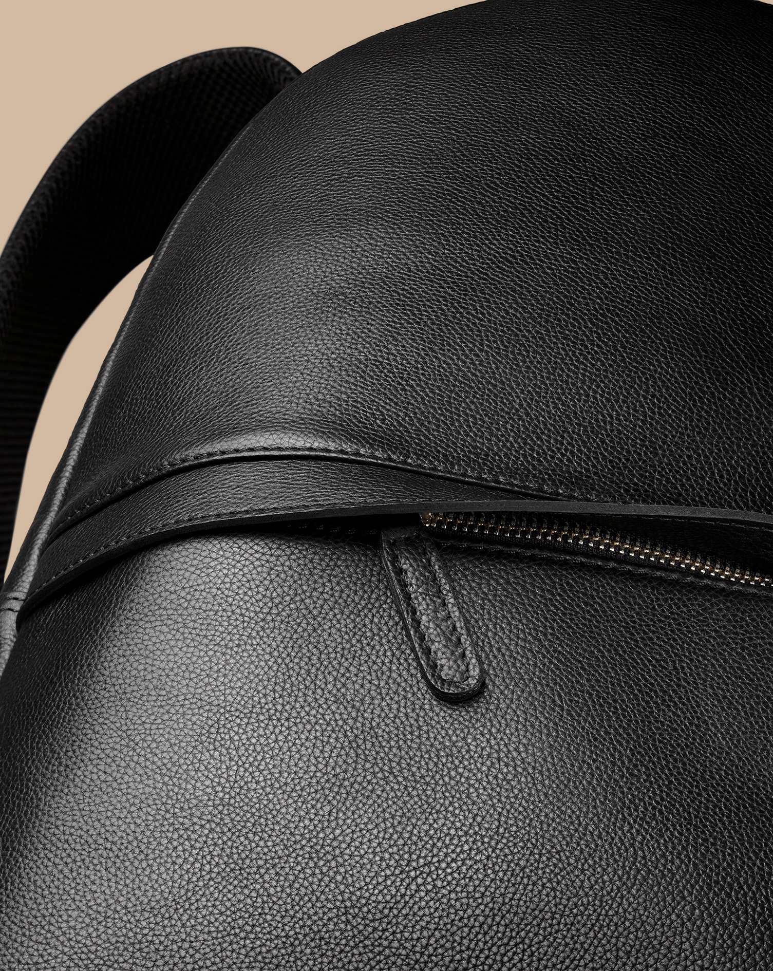 Grain Leather Backpack - Black