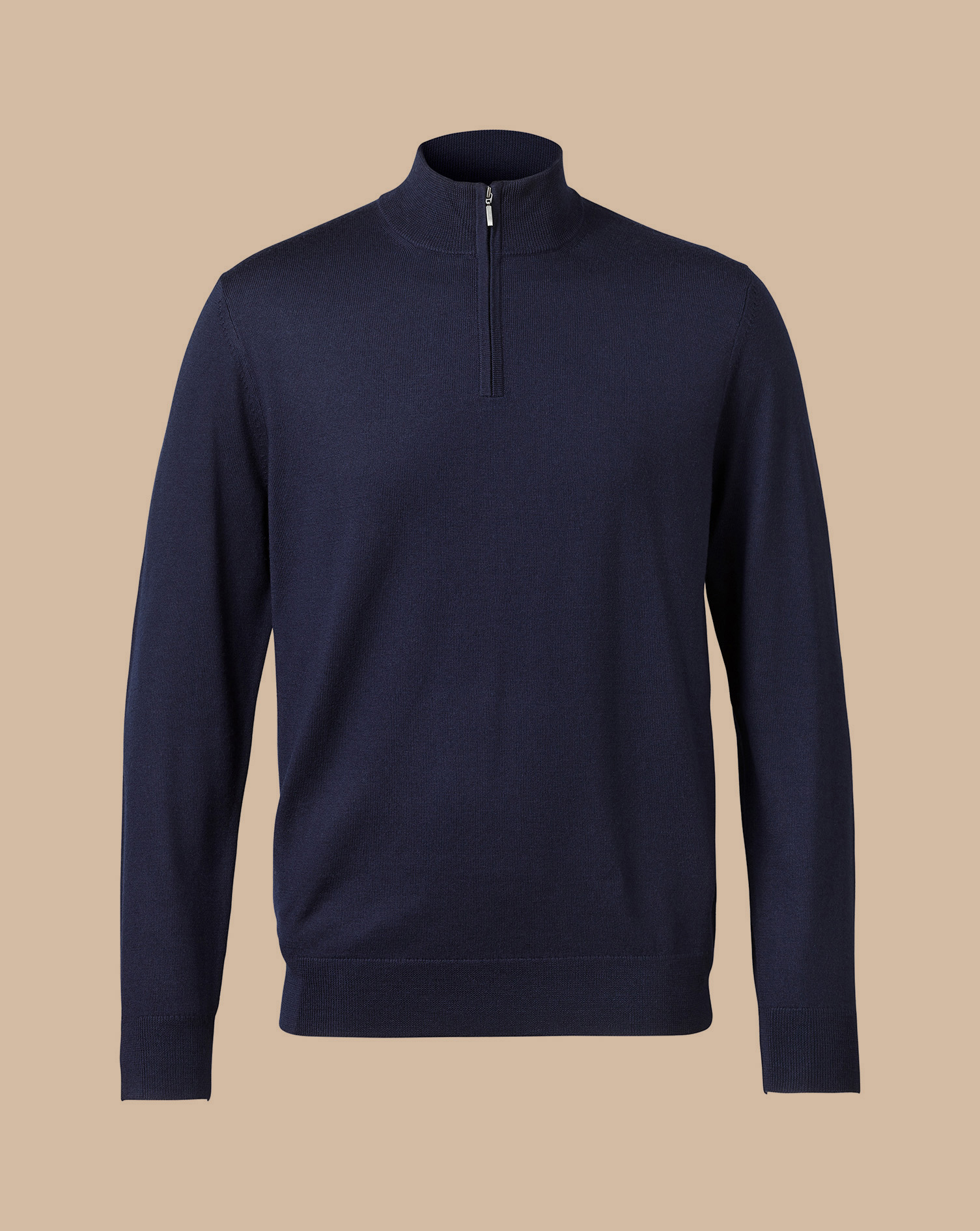 Merino Zip Neck Jumper - Navy