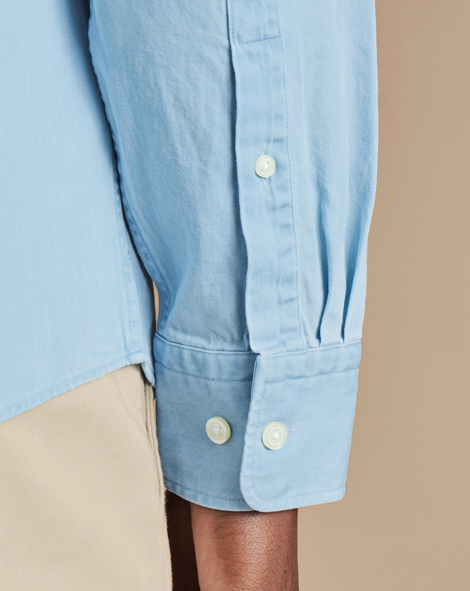 Cutaway Collar Denim Shirt - Light Blue