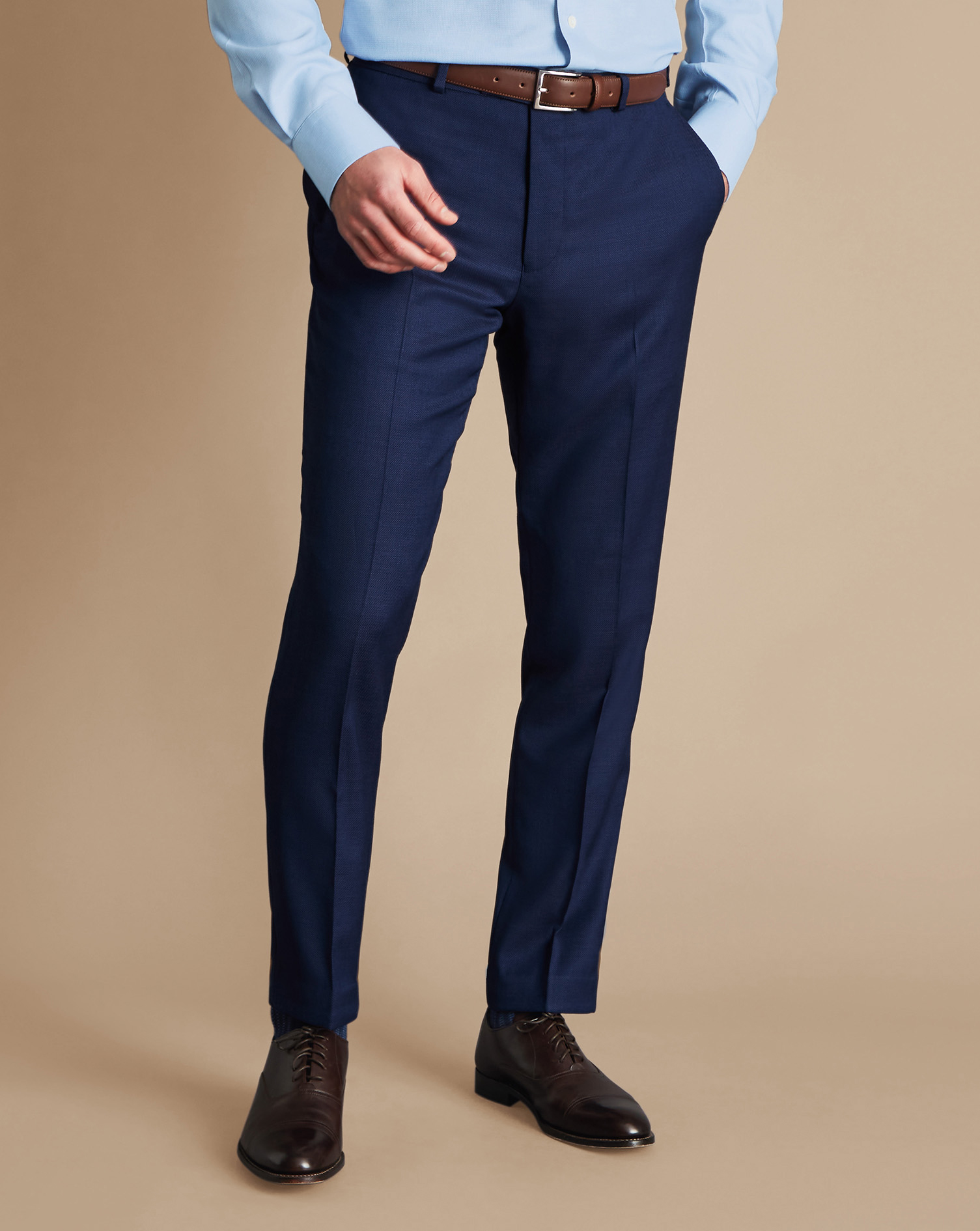 Ultimate Performance Birdseye Suit Trousers - Indigo Blue