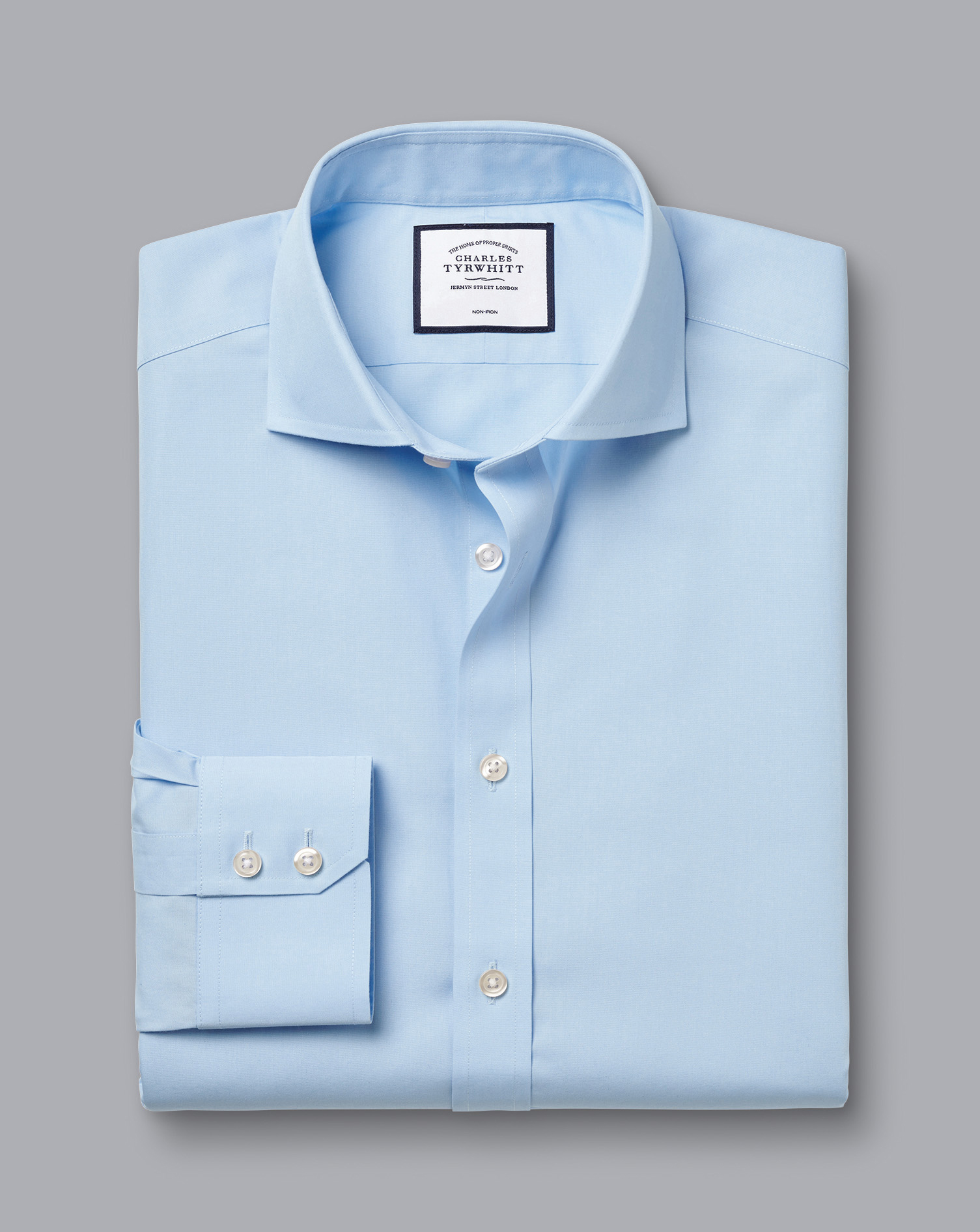 Cutaway Collar Non-Iron Poplin Shirt - Light Blue