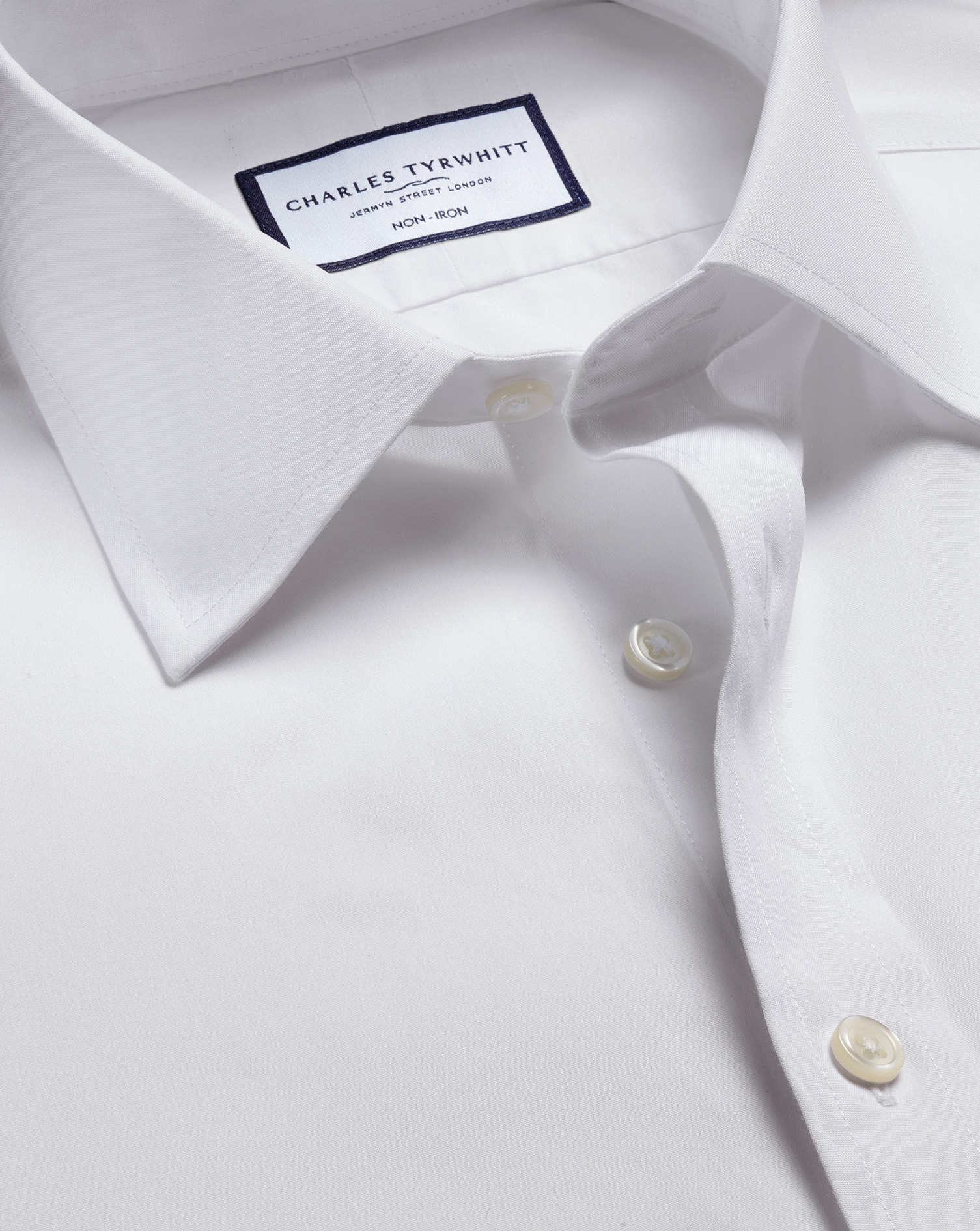 Charles Tyrwhitt Bügelfreies Popeline-Kurzarmhemd - Weiß