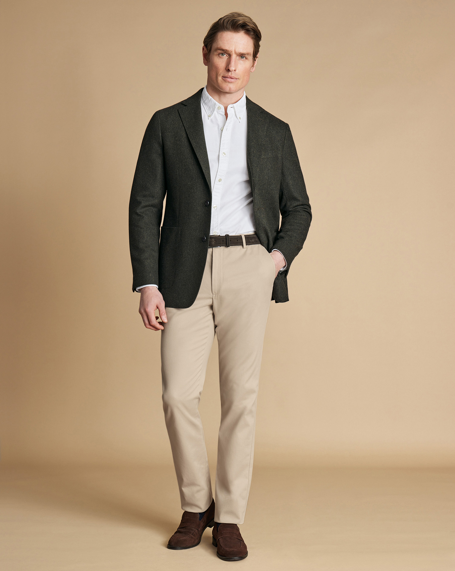 Unstructured Wool Jacket - Forest Green