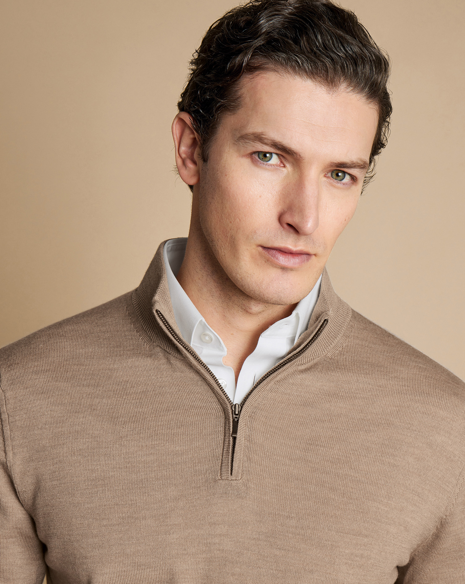 Merino Zip Neck Jumper - Oatmeal