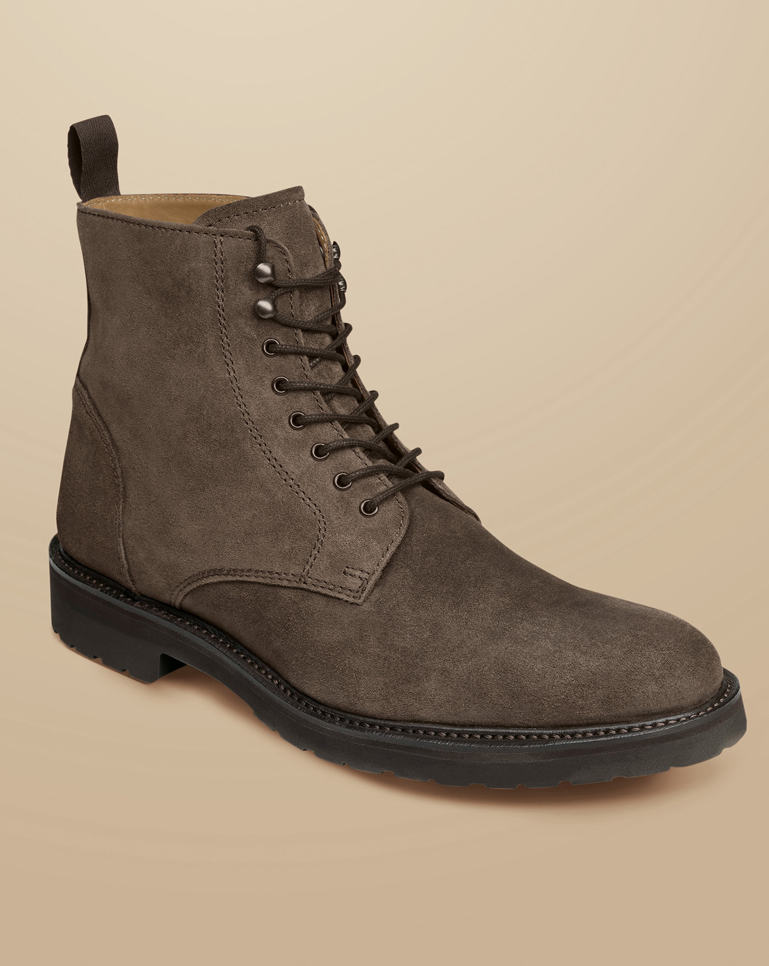 Waxed Suede Boots - Light Brown