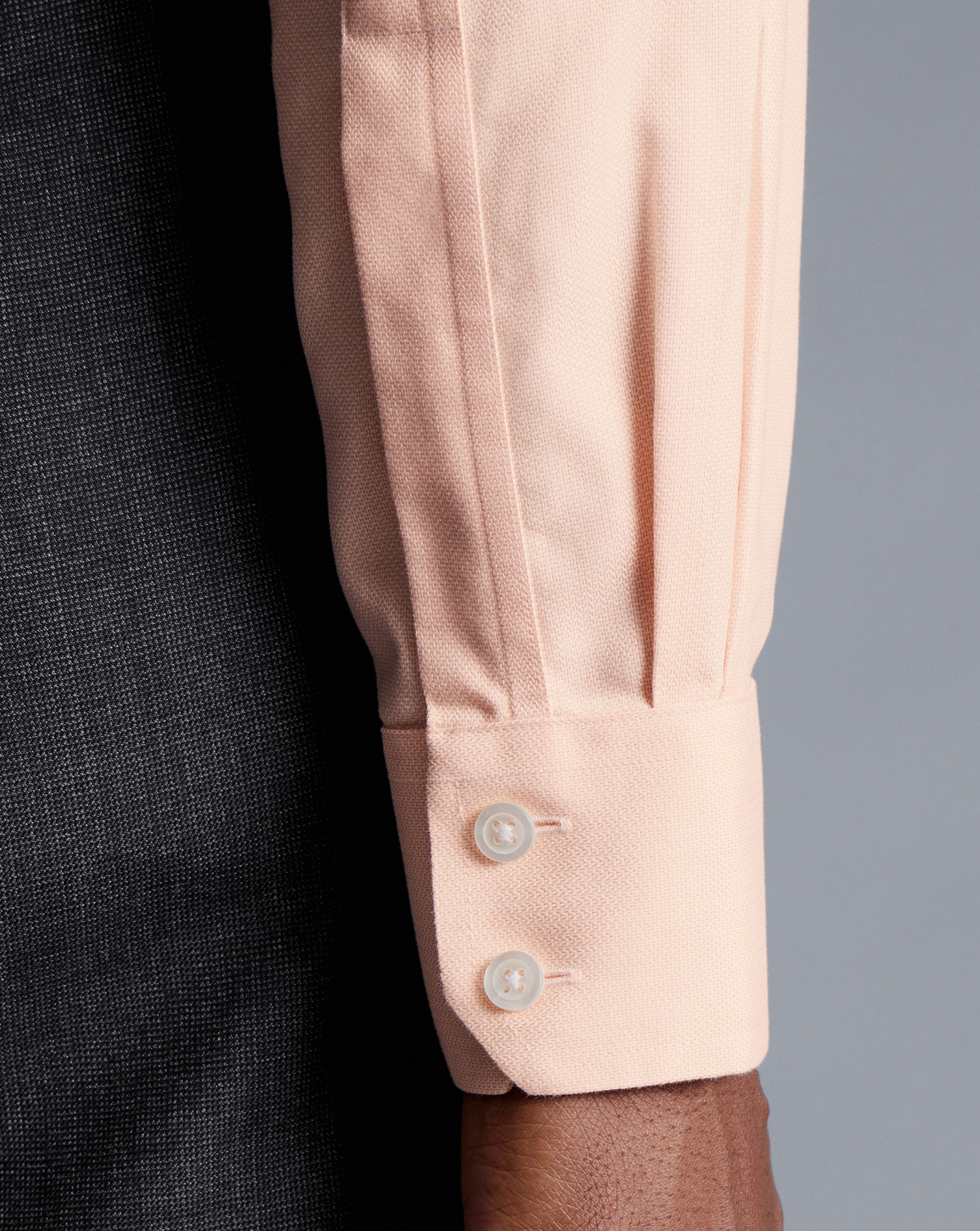 Cutaway Collar Non-Iron Henley Weave Shirt - Peach