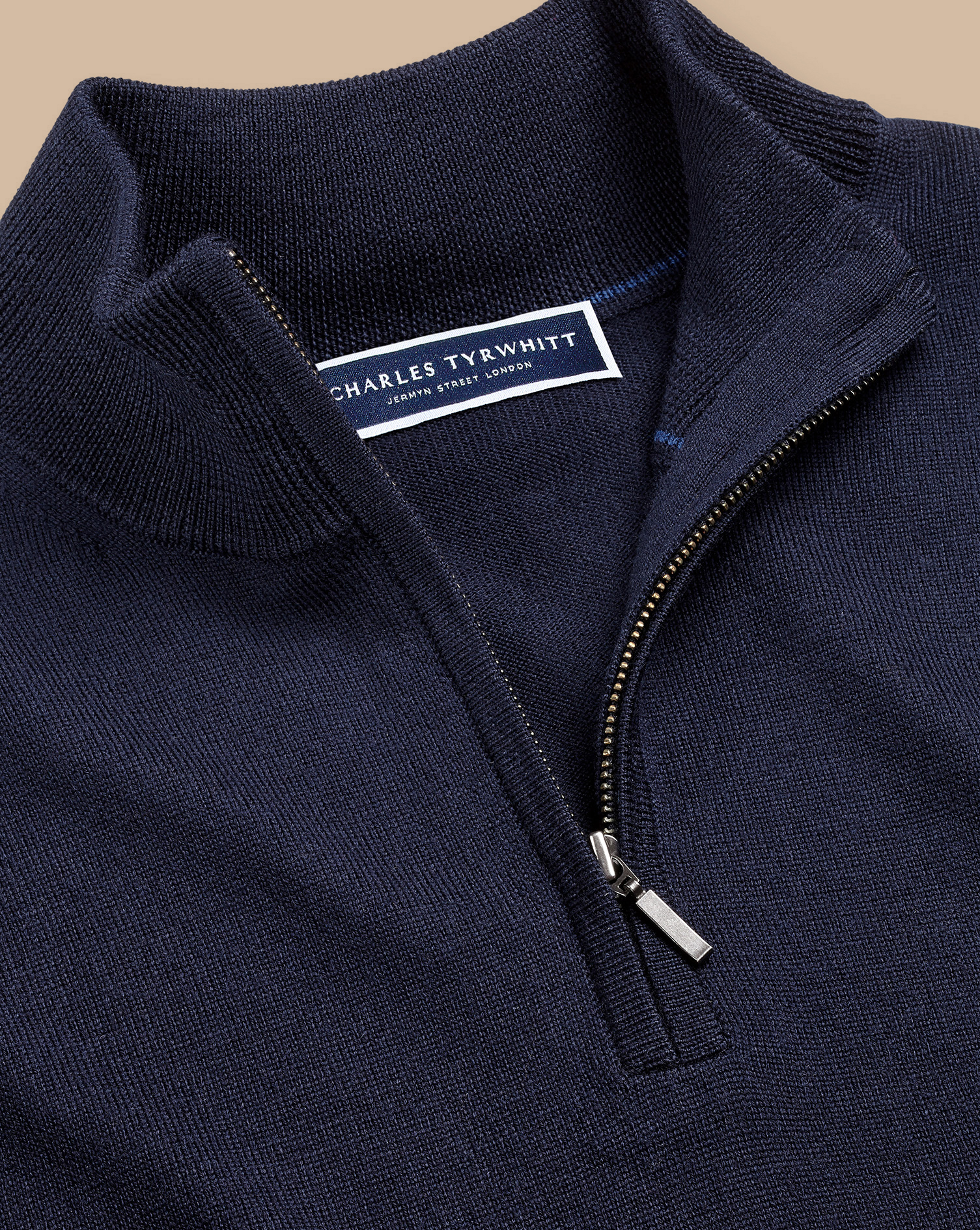 Merino Zip Neck Jumper - Navy