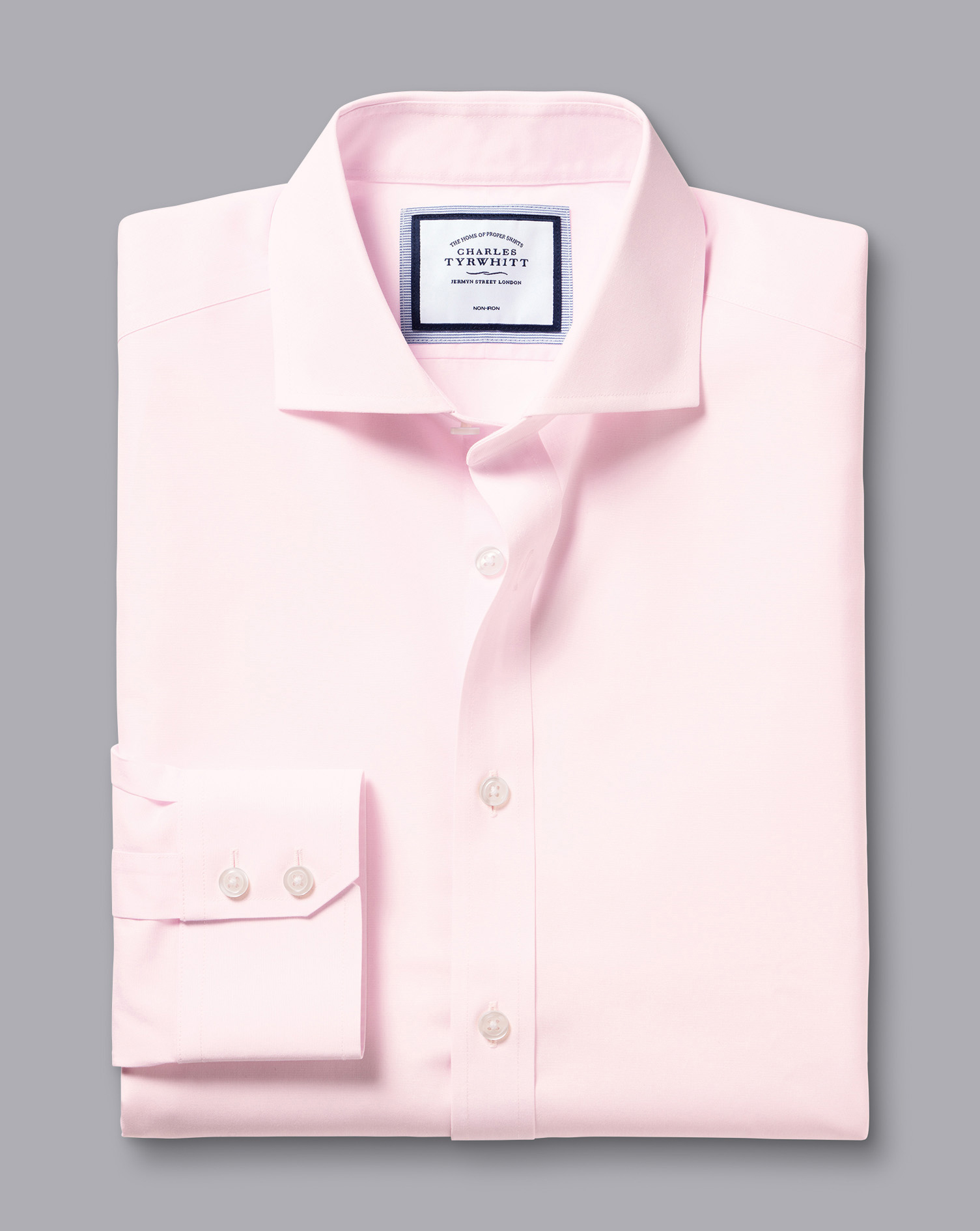 Cutaway Collar Non-Iron Poplin Shirt - Light Pink