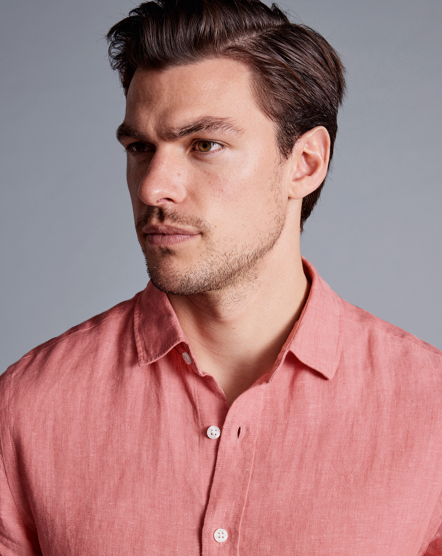 Pure Linen Shirt - Salmon Pink