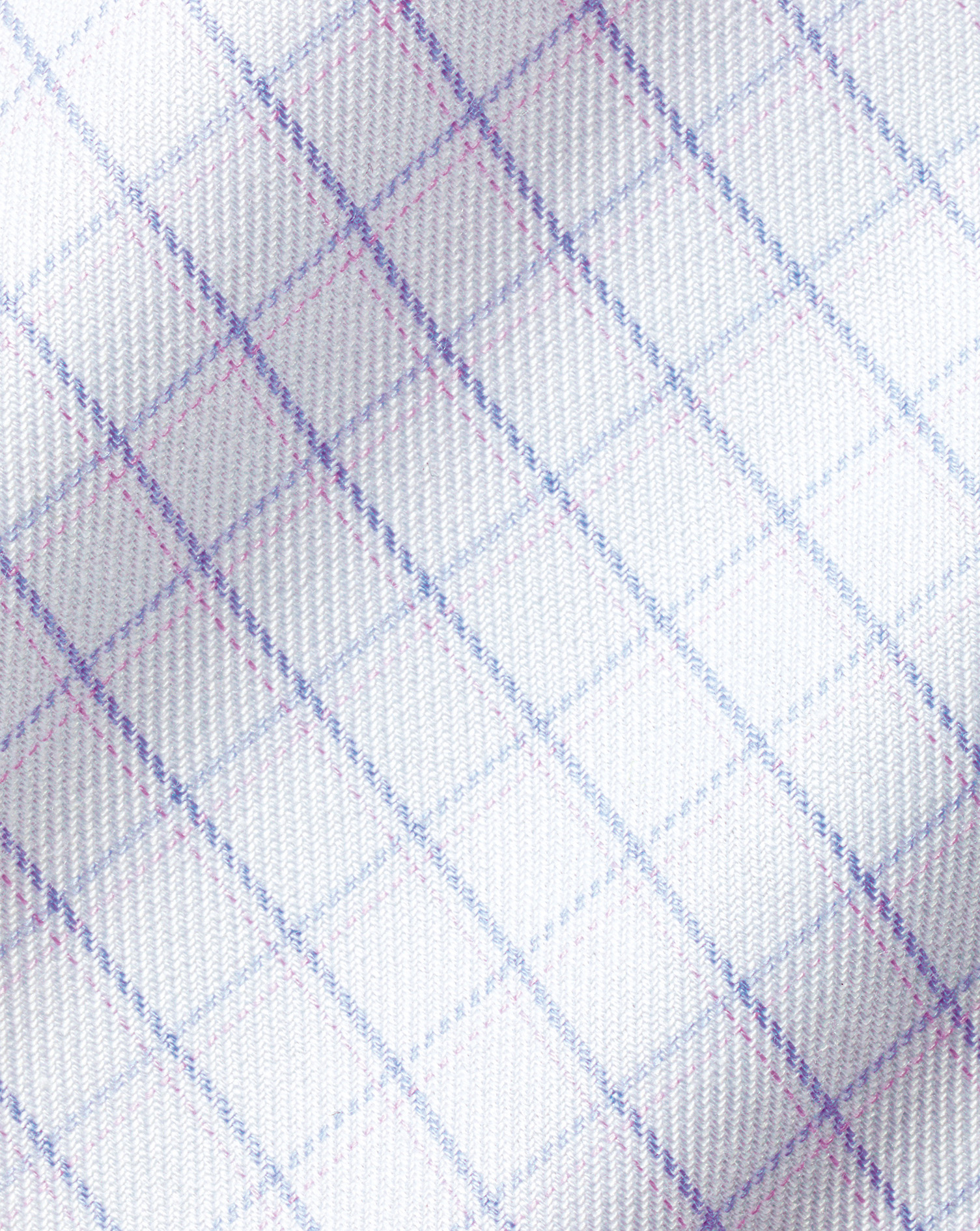 Cutaway Collar Non-Iron Twill Twin Check Shirt - Lilac Purple