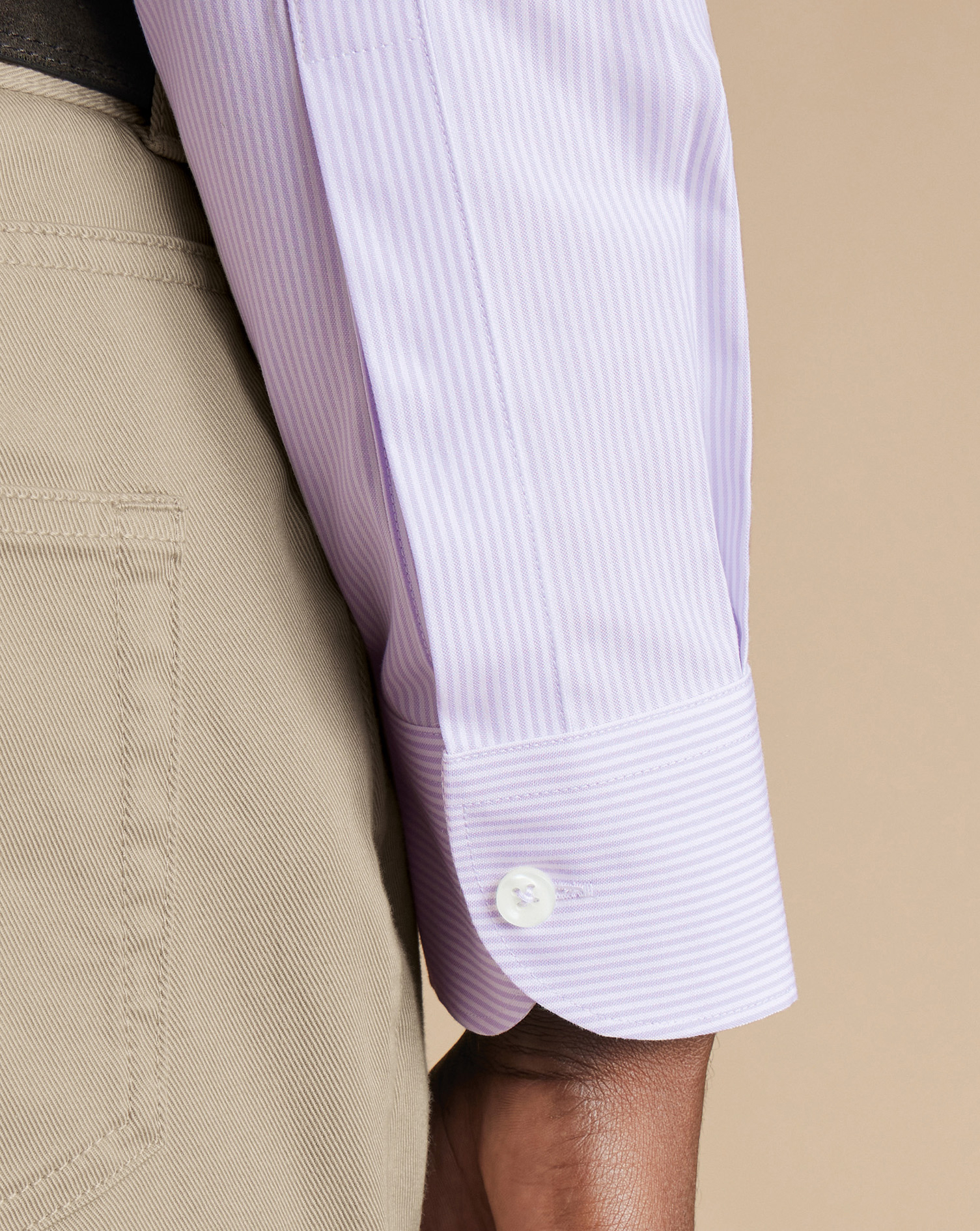 Button-Down Collar Non-Iron Stripe Oxford Shirt - Lilac Purple