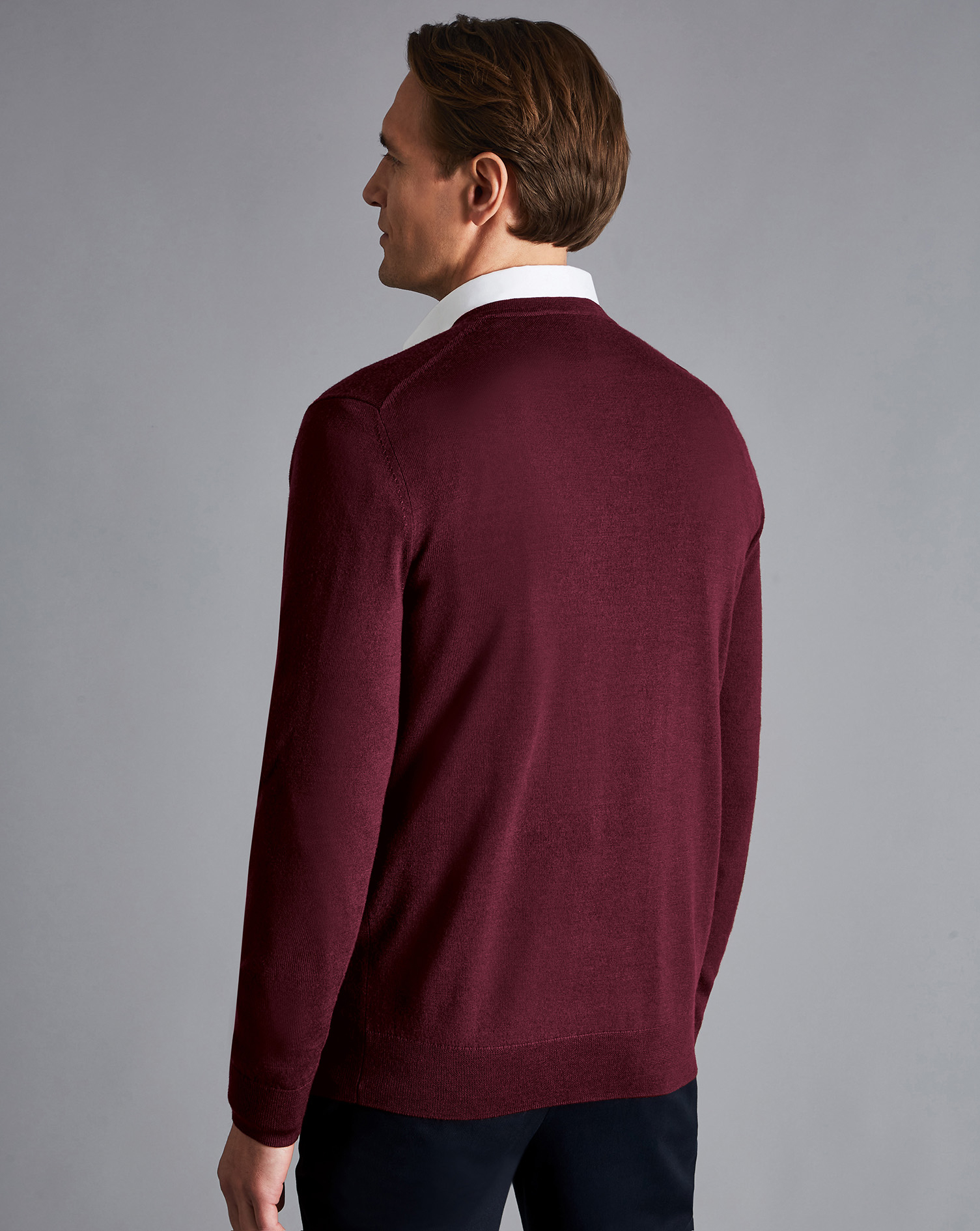 Merino V-Neck Jumper - Burgundy