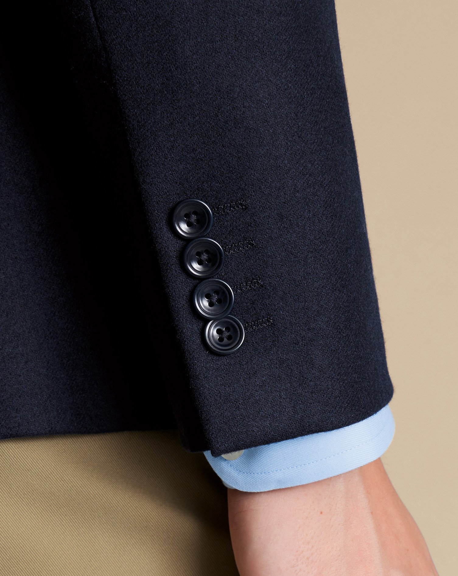 Unstructured Wool Twill Jacket - Navy