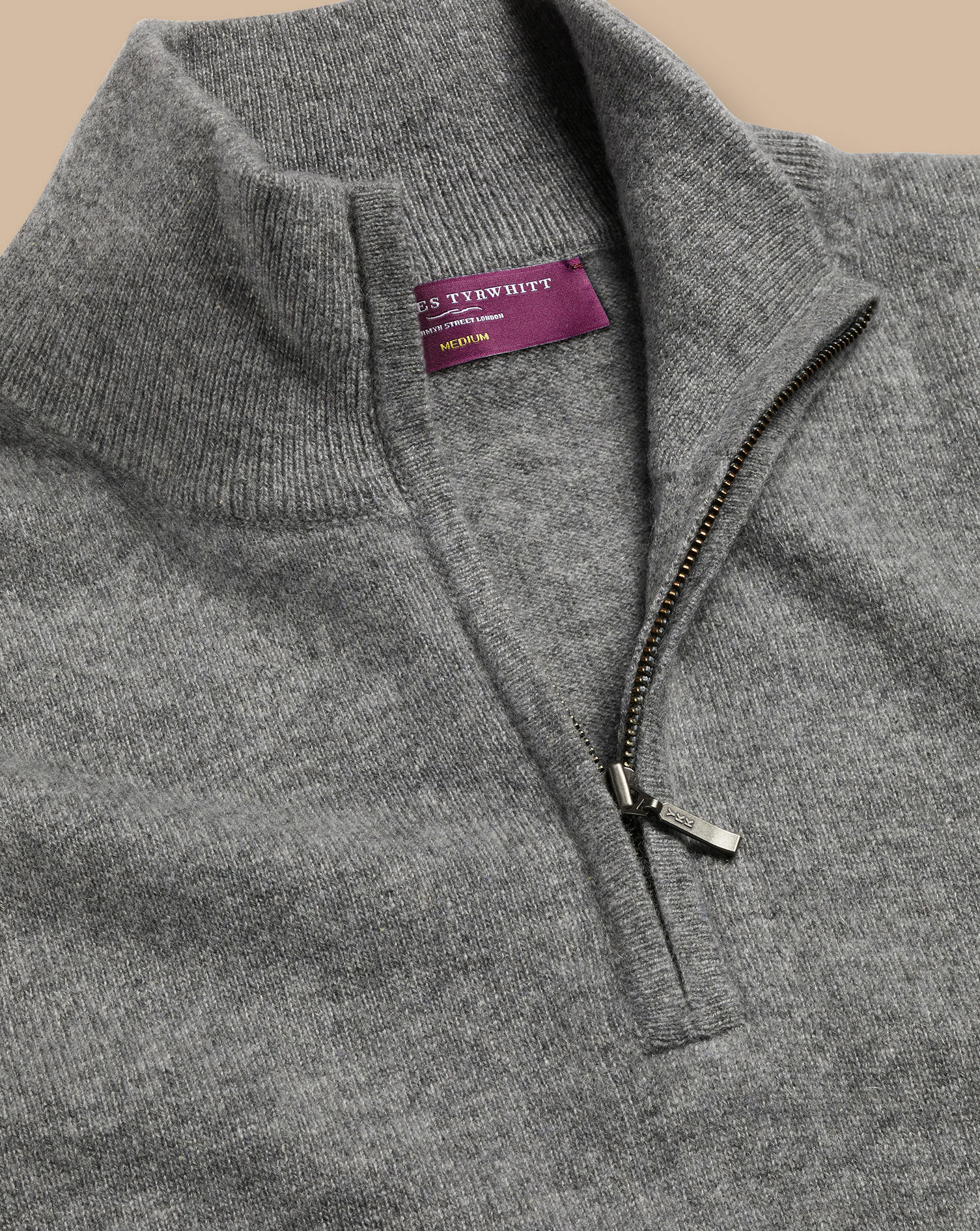 Cashmere Zip Neck Jumper - Grey