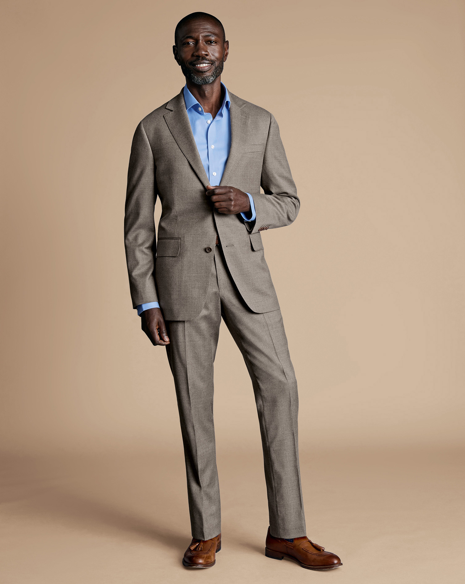 Italian Twill Suit Jacket - Taupe