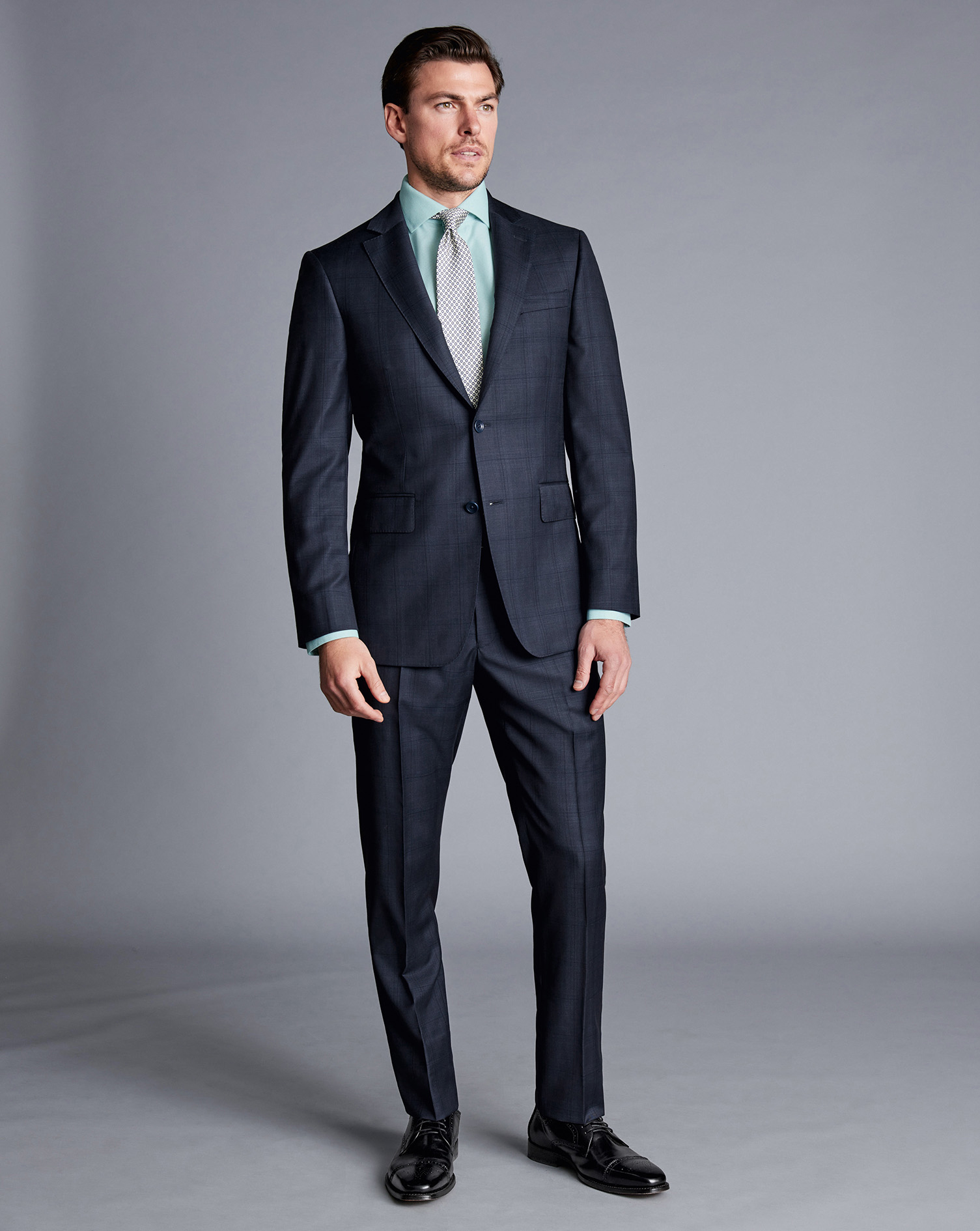 Ultimate Performance Check Suit Jacket - Navy