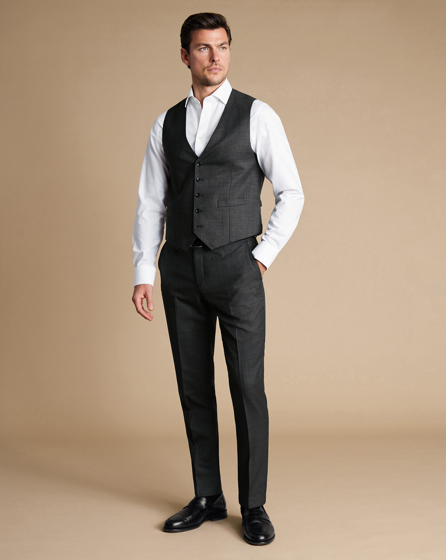 Ultimate Performance End-on-End Suit Waistcoat - Charcoal Grey