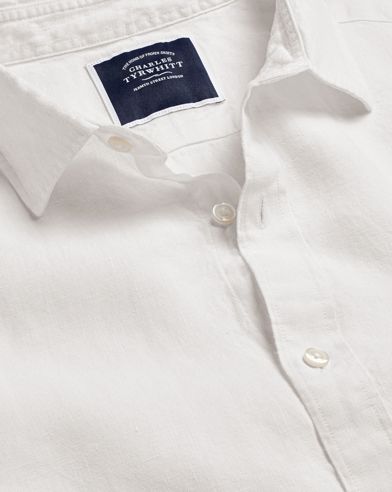 Charles Tyrwhitt Pure Linen Casual Shirt In White