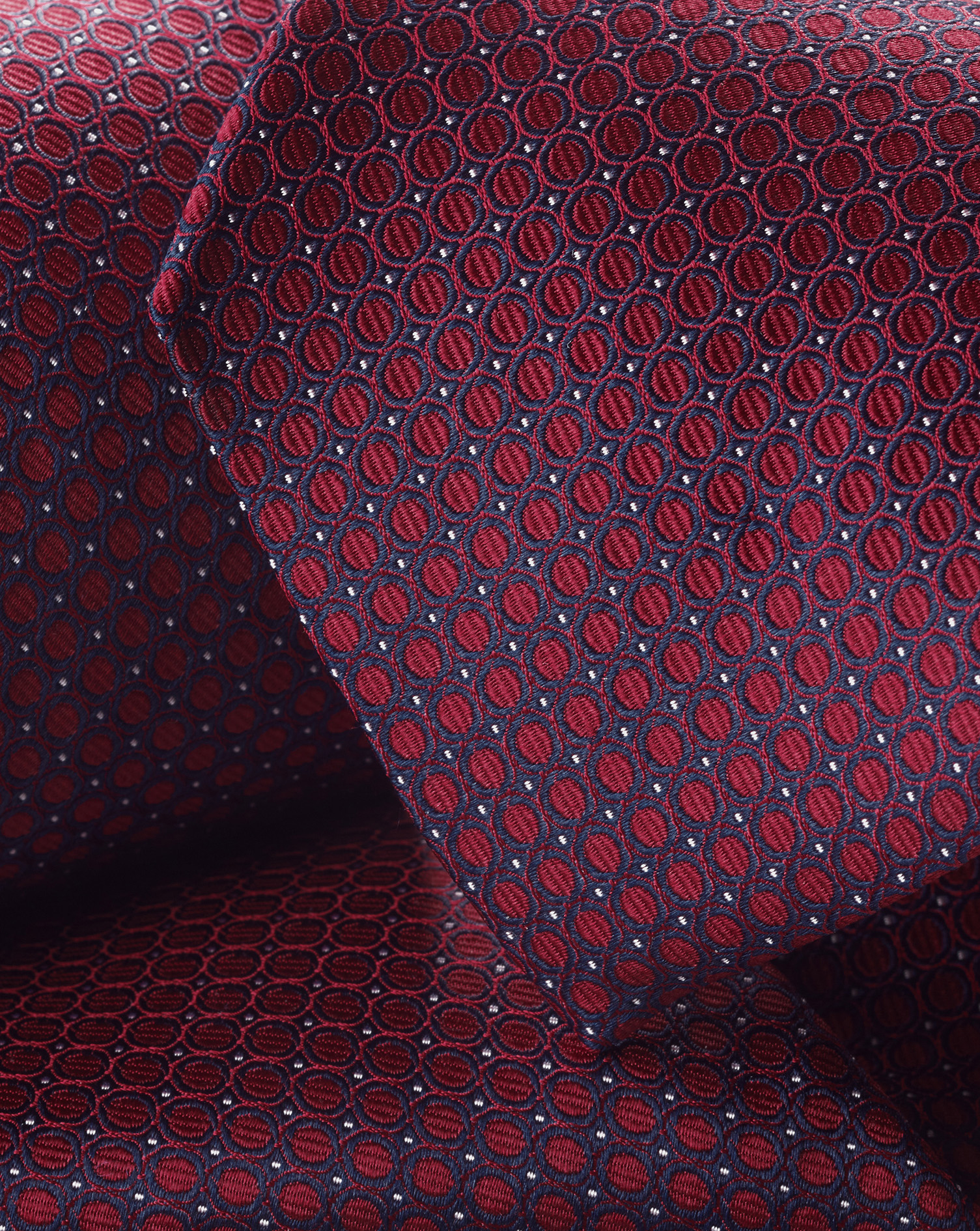 Semi Plain Pattern Silk Tie - Red