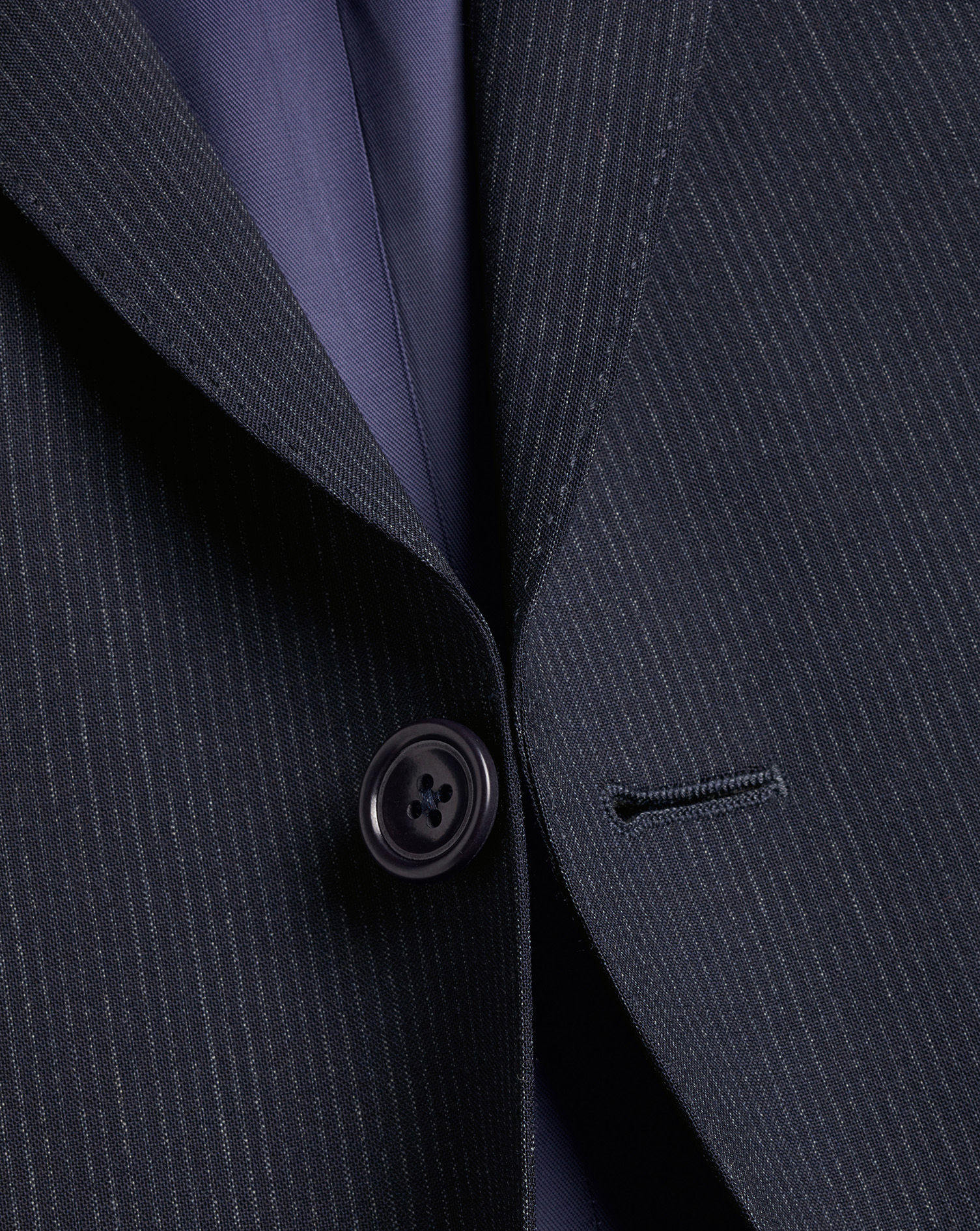 Melange Pinstripe Suit Jacket - Dark Navy