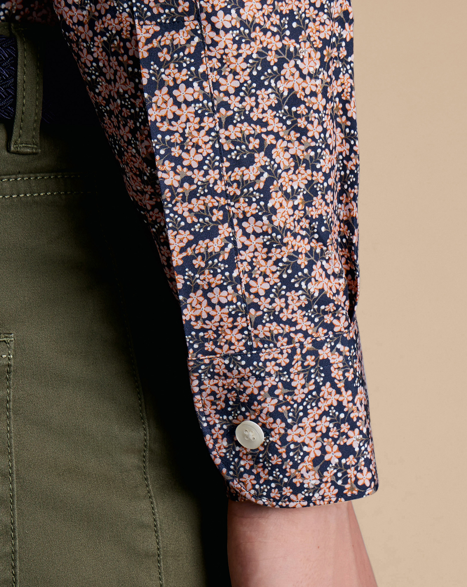 Made With Liberty Fabric Floral Print Semi-Cutaway Collar Shirt - Pink