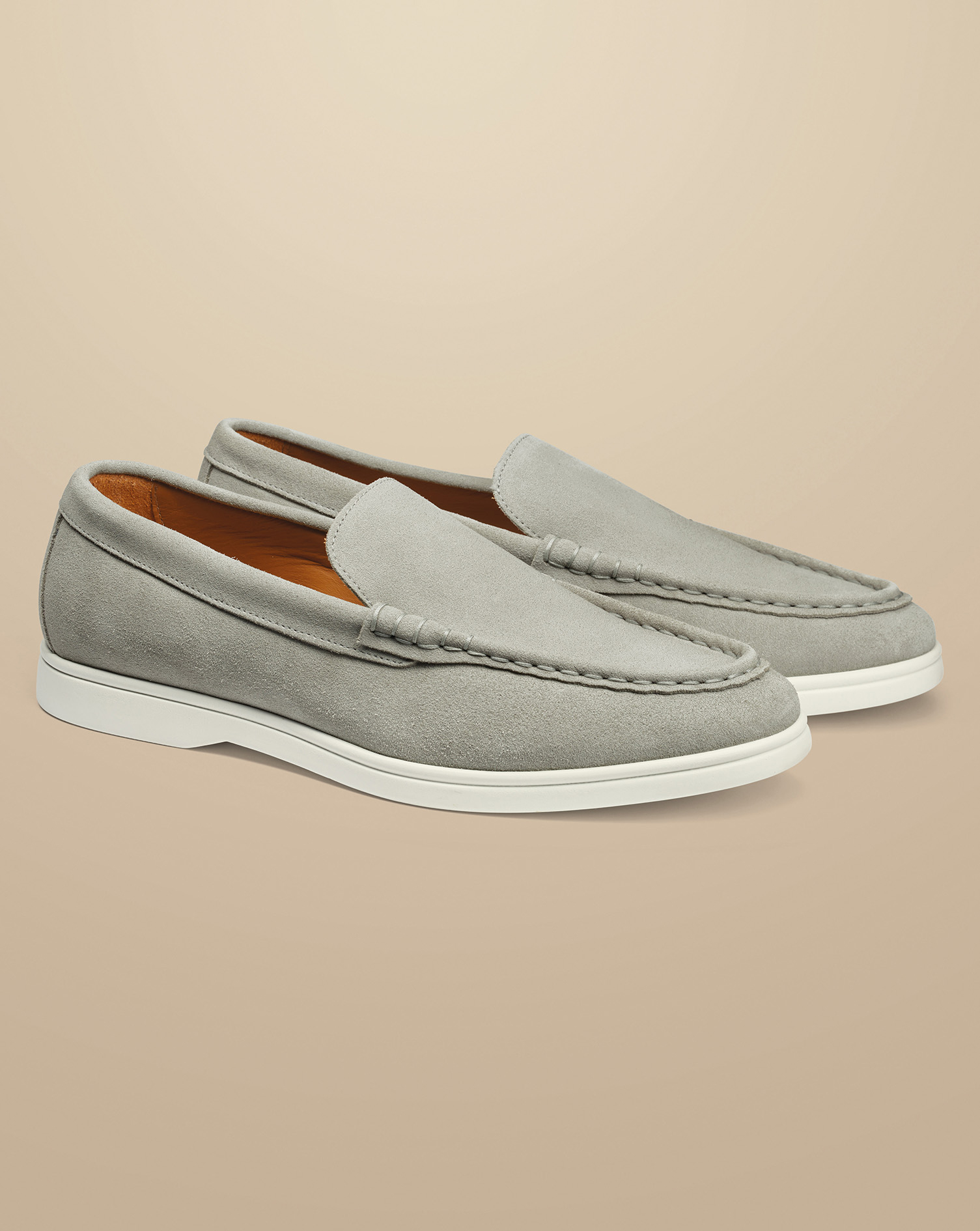 Suede Slip On Loafer - Light Grey