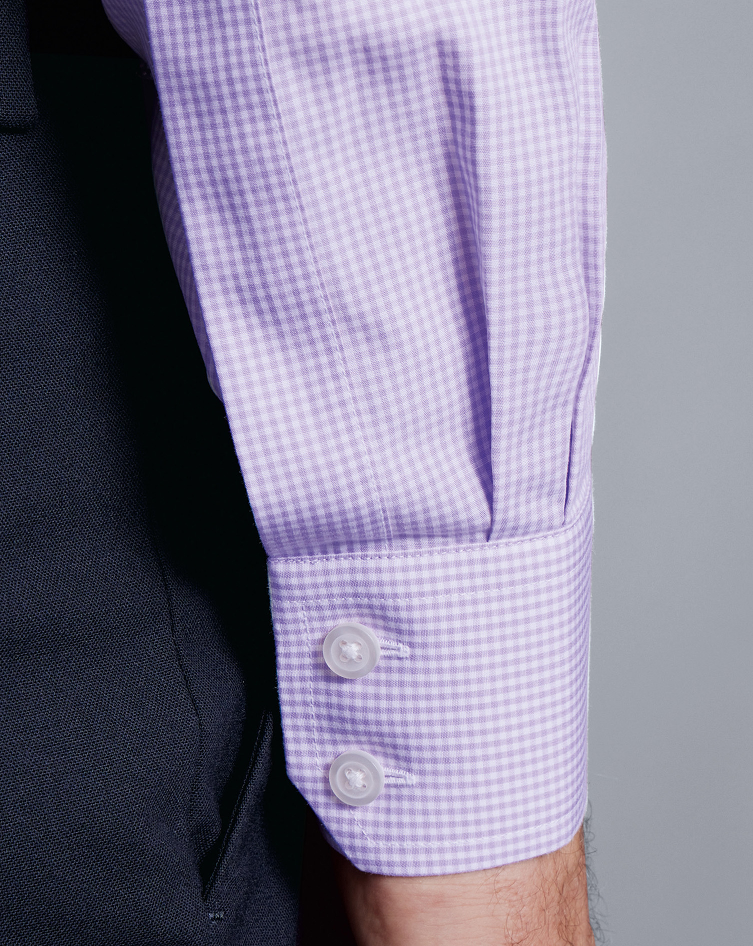 Cutaway Collar Non-Iron Mini Gingham Check Shirt - Mauve Purple