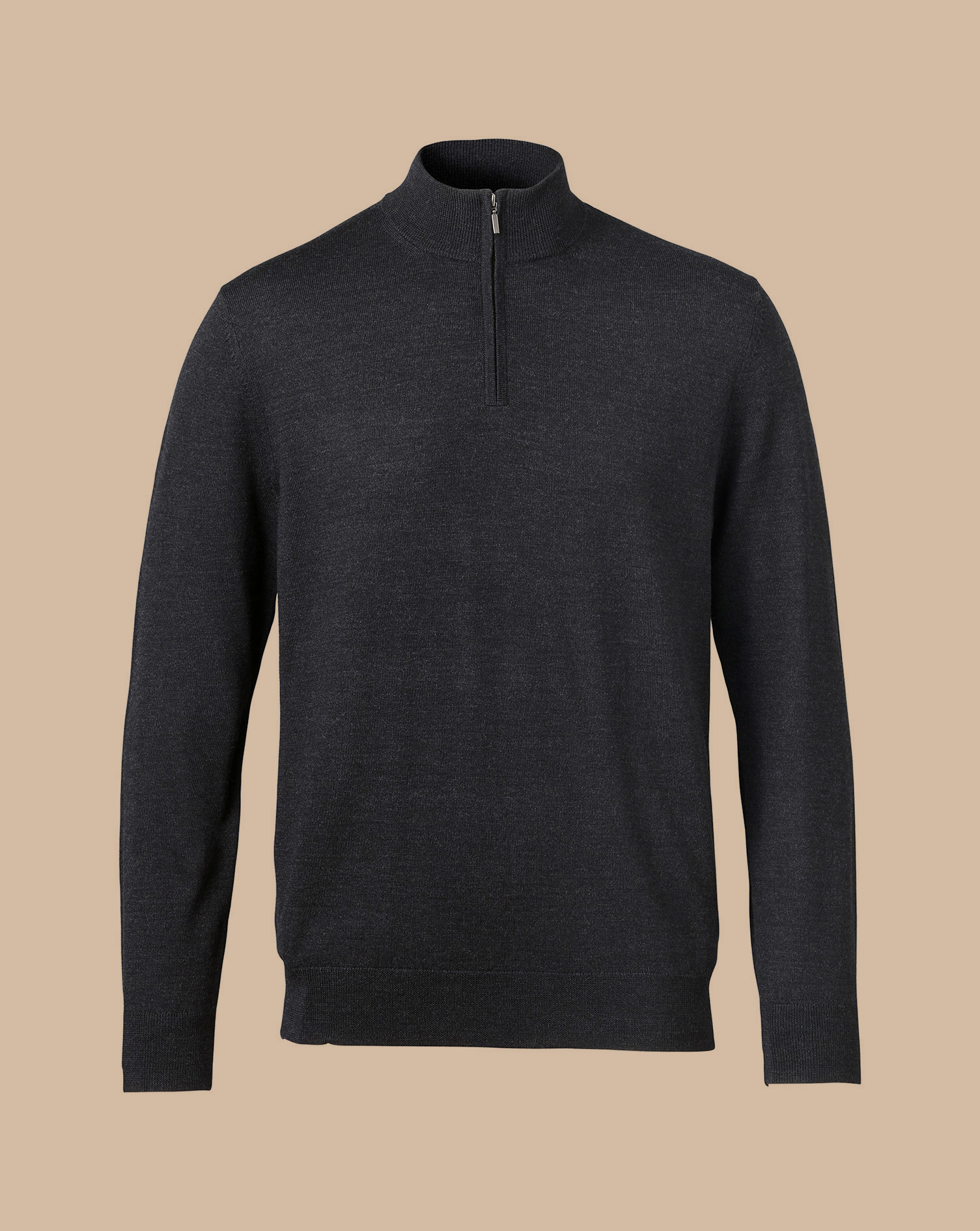 Merino Zip Neck Jumper - Charcoal Grey